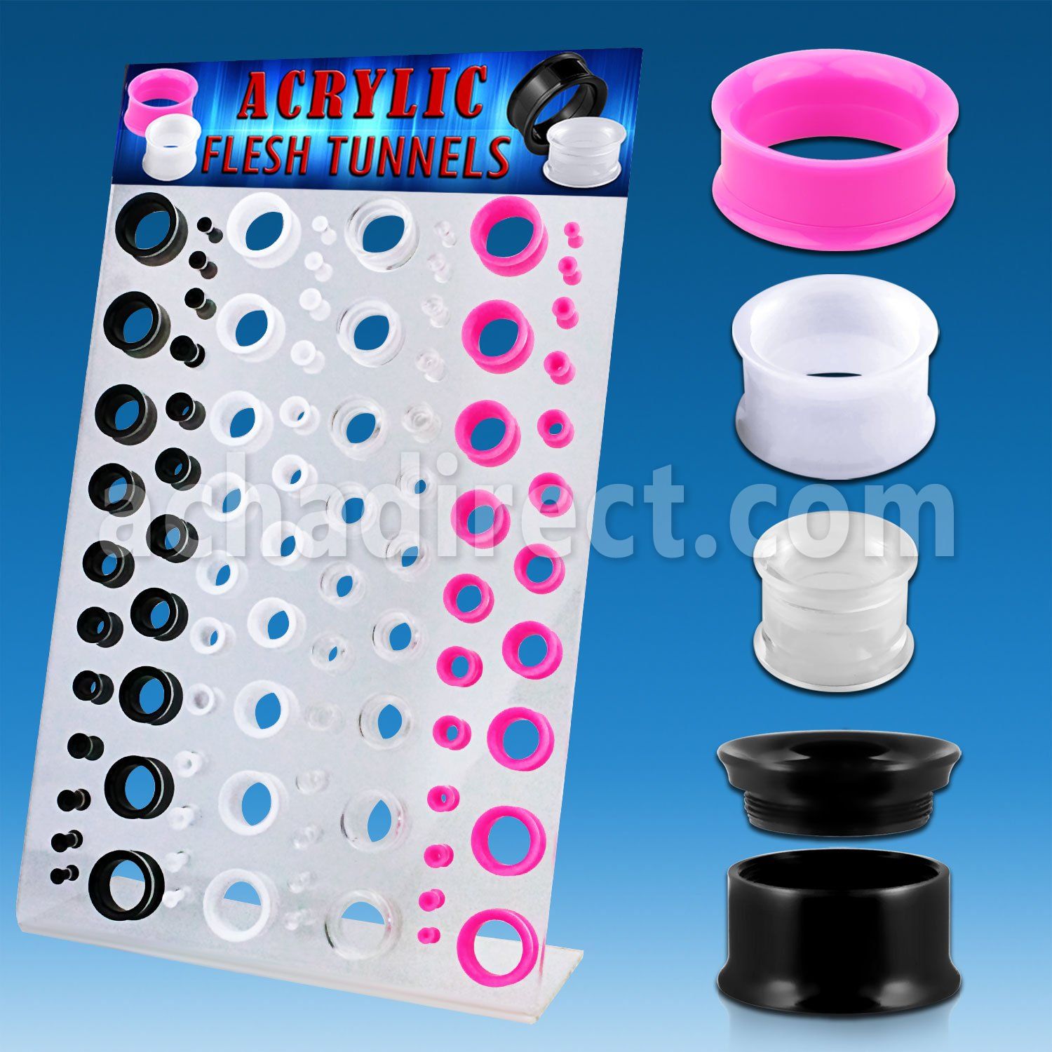 dapg69b board of screw fit acrylic flesh tunnels in colors