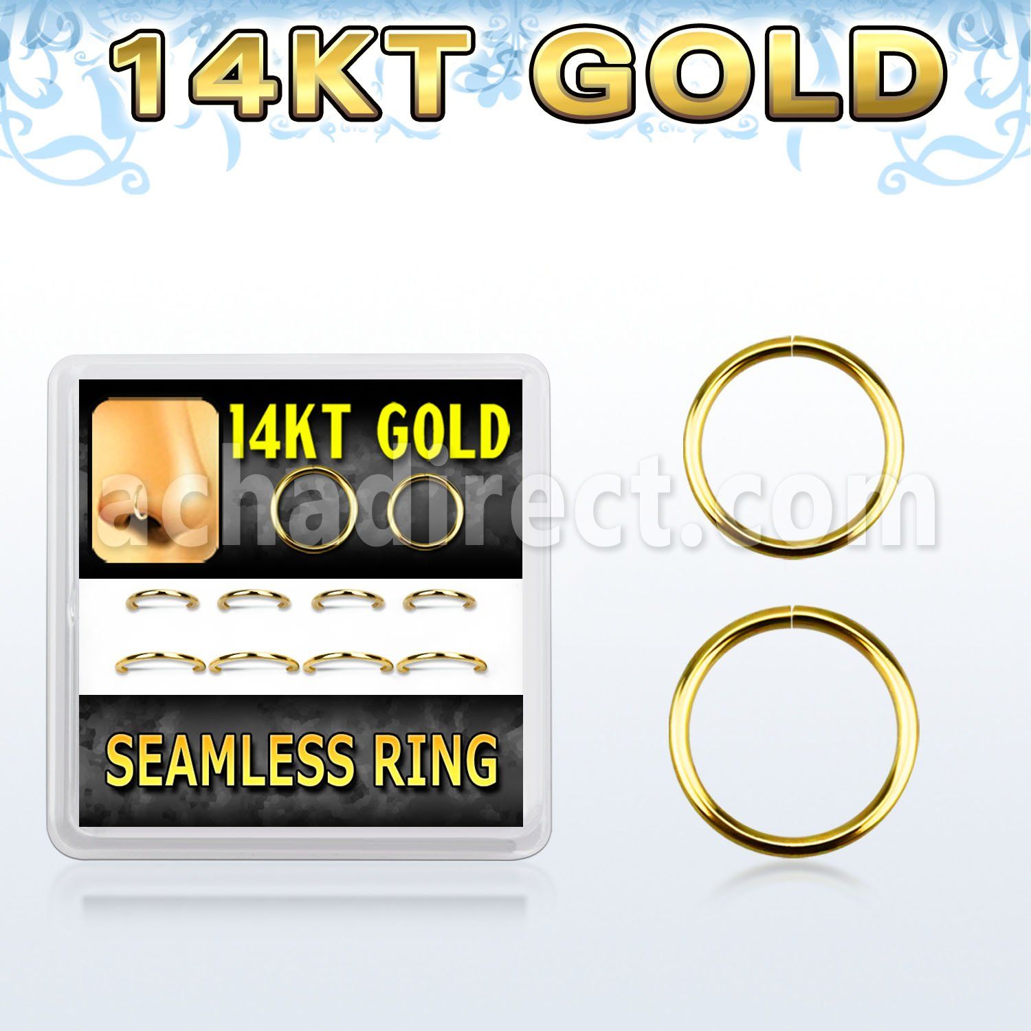 dgsel1 box of solid 14kt gold seamless ring diameter 8 10mm