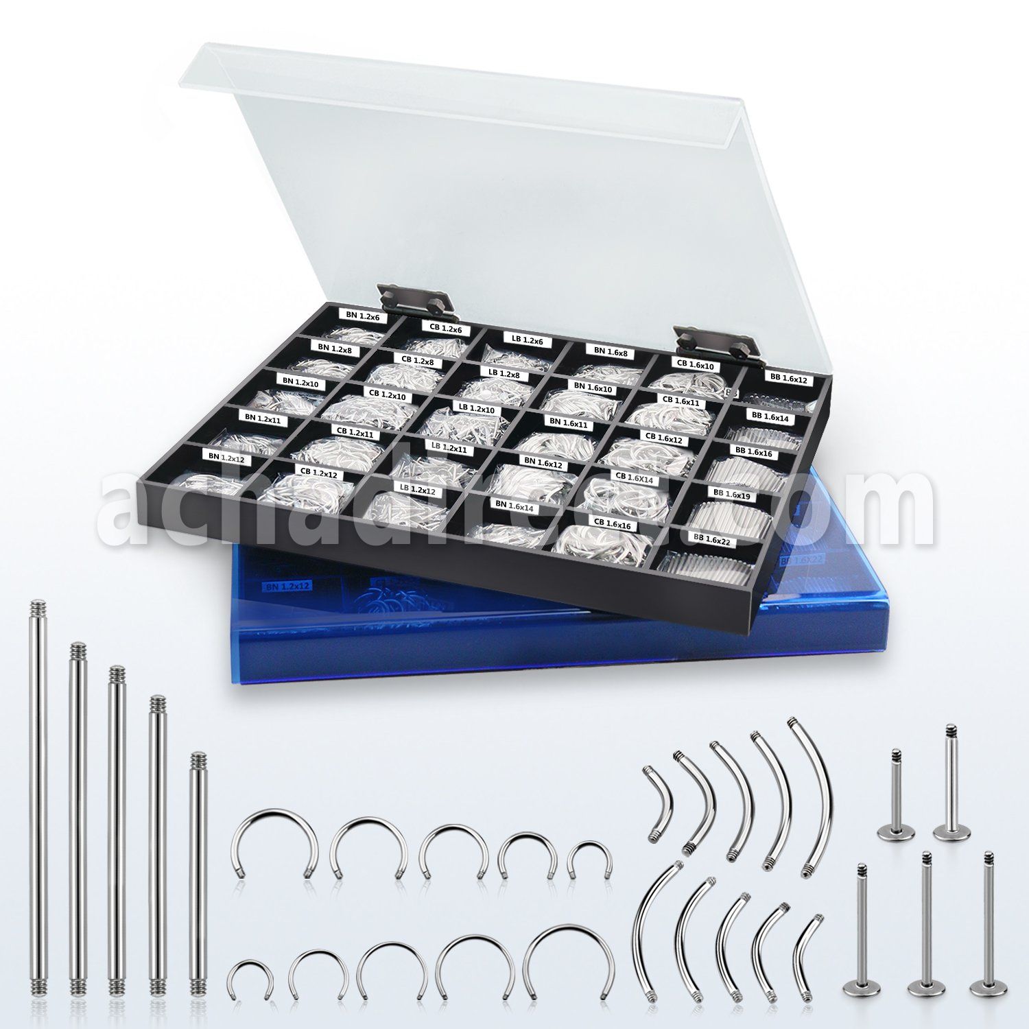 dmbj31 assorted 316l steel clear blue covered jewelry parts