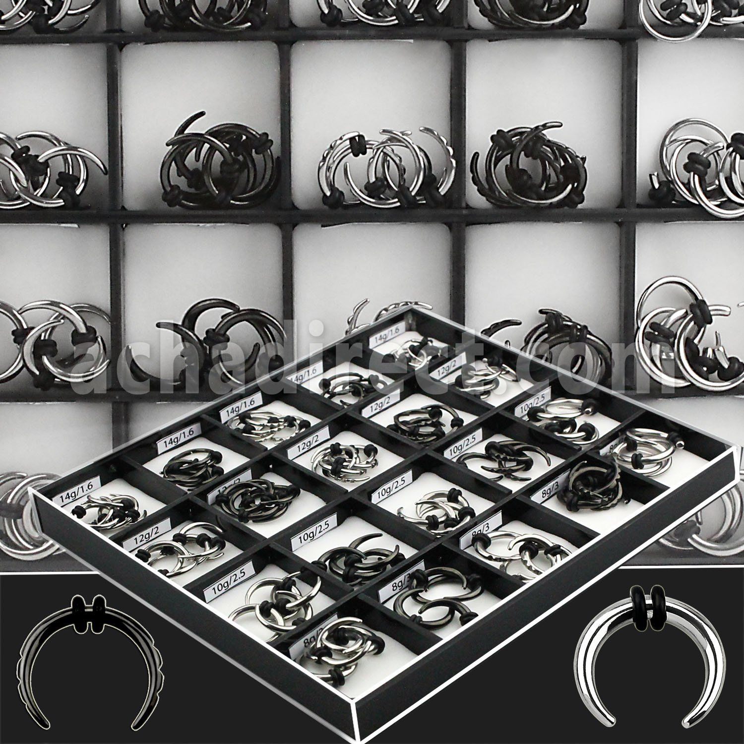 dmbj34 display w assorted steel septum pinchers w rubber o ring