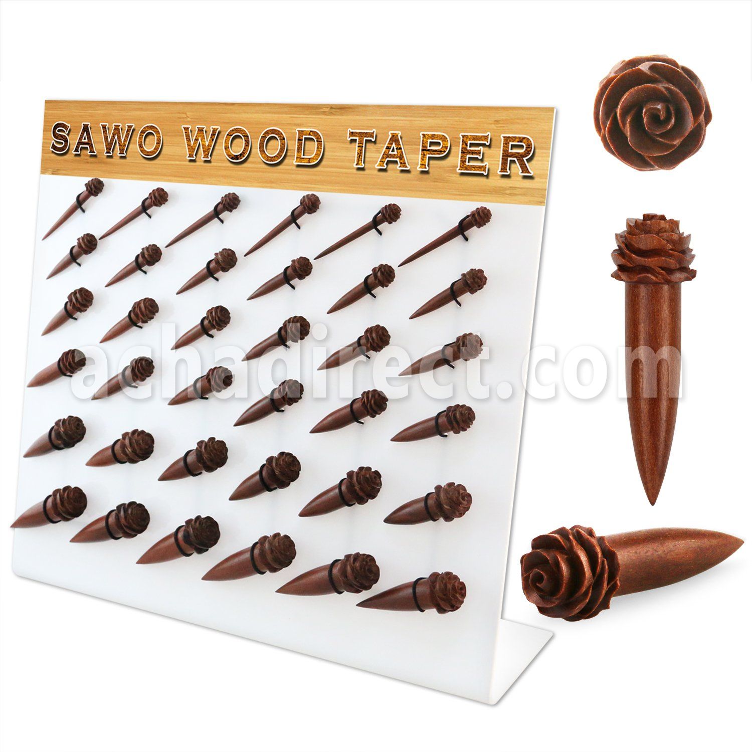 dmxp22 sawo wood stretching tapers with rose shape top 36pcs
