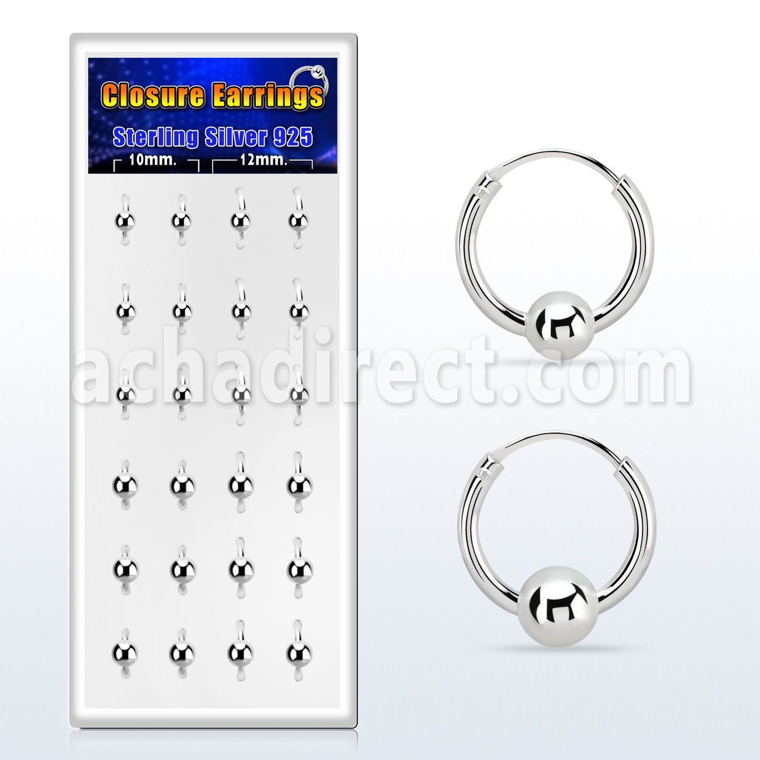 dnsm168 box w 12 silver ball closure earrings 14g 4 5mm balls