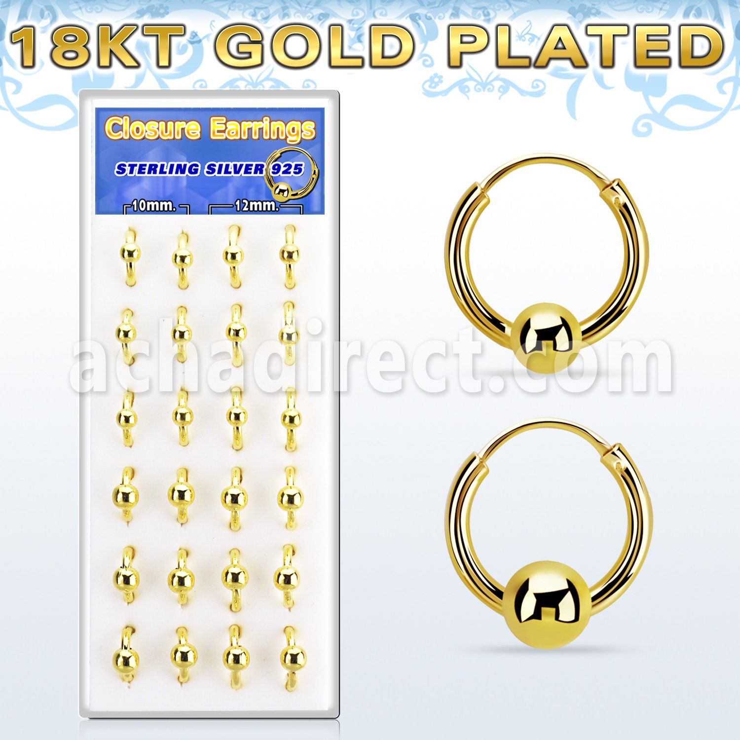 dnsm170 box w 12 gold silver ball closure earring 14g 4 5mm ball