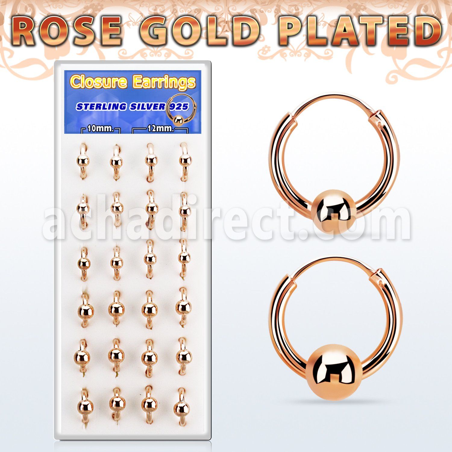 dnsm172 box rose gold silver ball closure earring 16g 4 5mm ball