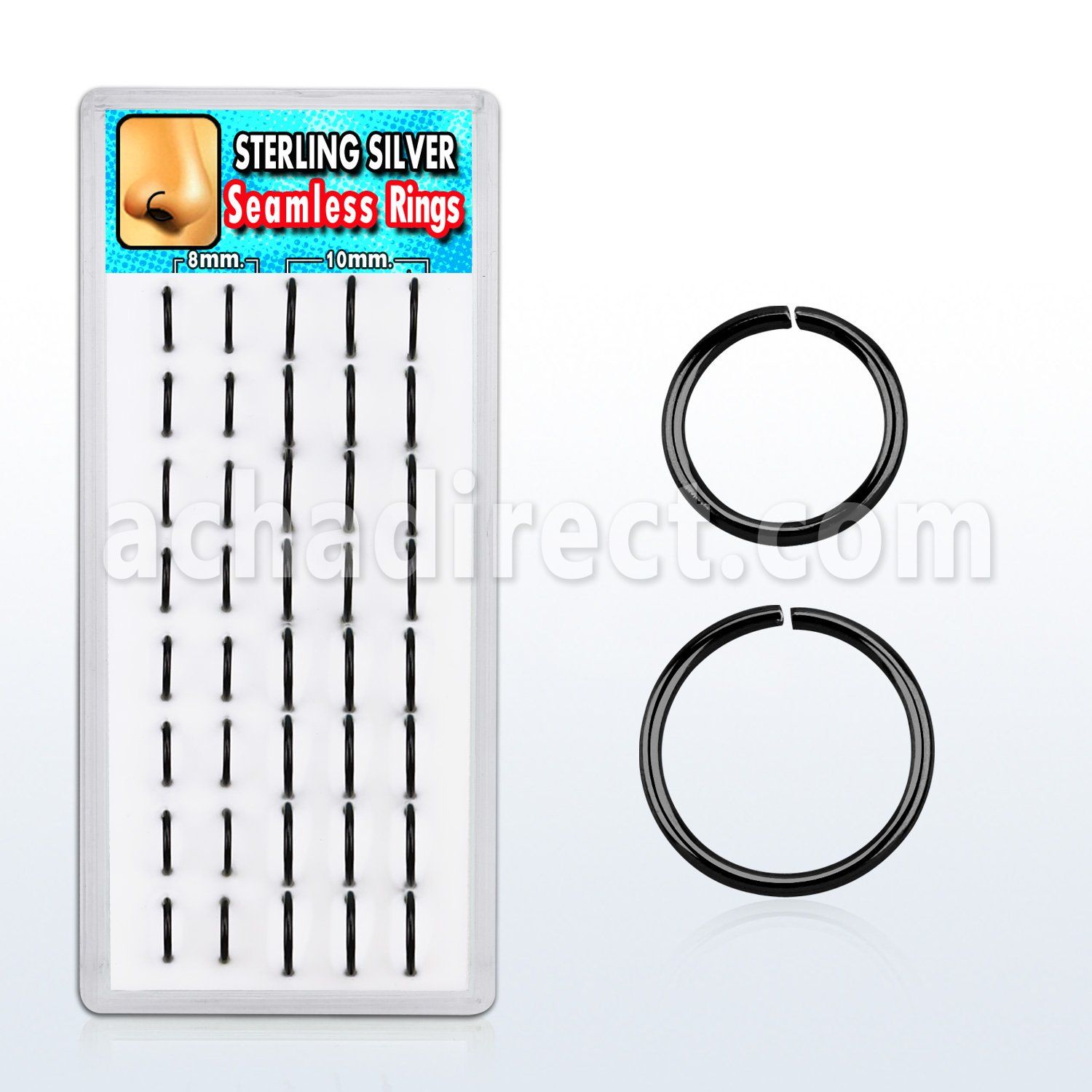 dnsm39 display box w 18k black plated silver seamless nose ring