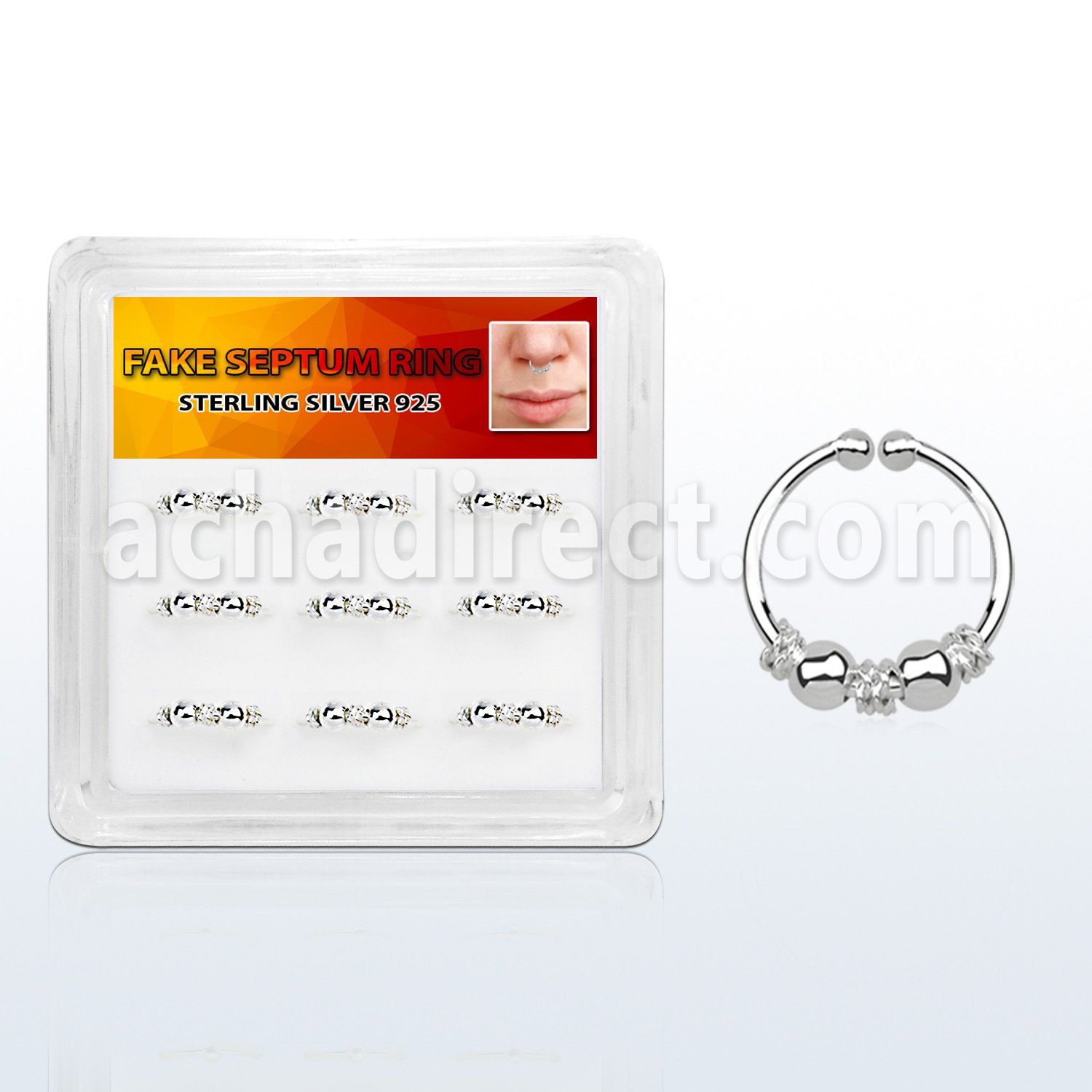 dnsm83 box w silver septum ring w a balinese wire design