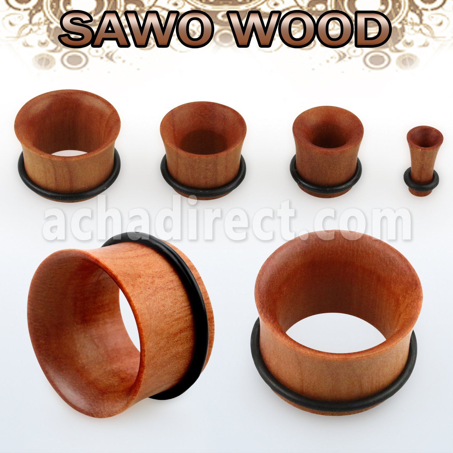dpsar sawo wood single flare flesh tunnel with rubber o ring