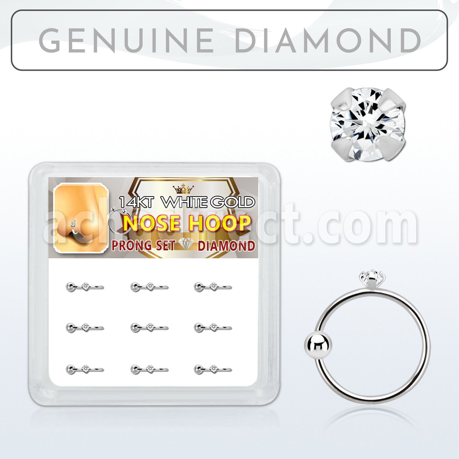 dw14nh6 box w 14kt white gold nose hoop w 1.5mm round diamond