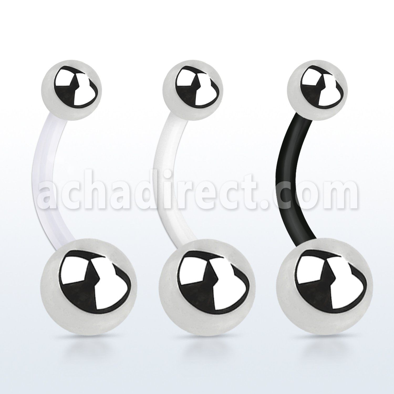 fbng bioflex belly banana, 14g (1.6mm) with 58mm steel ball