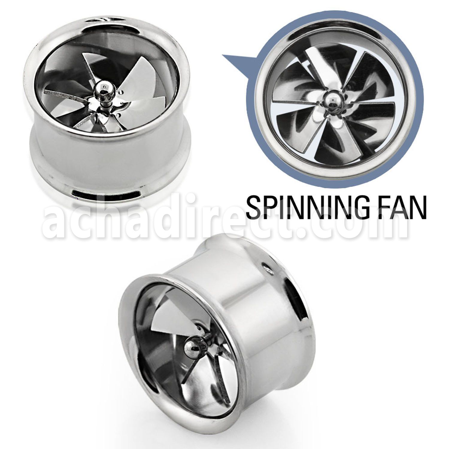 ffan 316l steel double flared flesh tunnel with fan blade