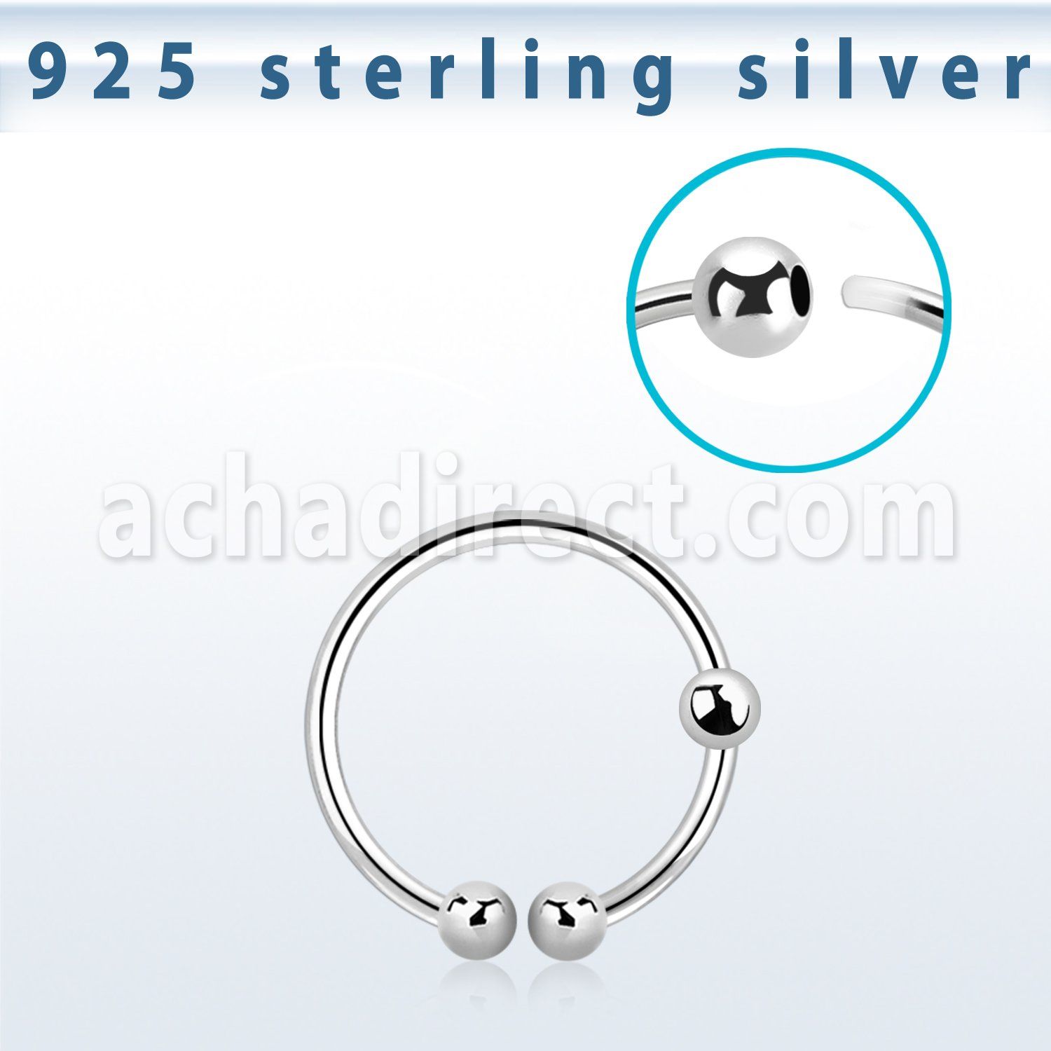 fns06 silver fake nose hoop with 2mm ball diameter 10mm