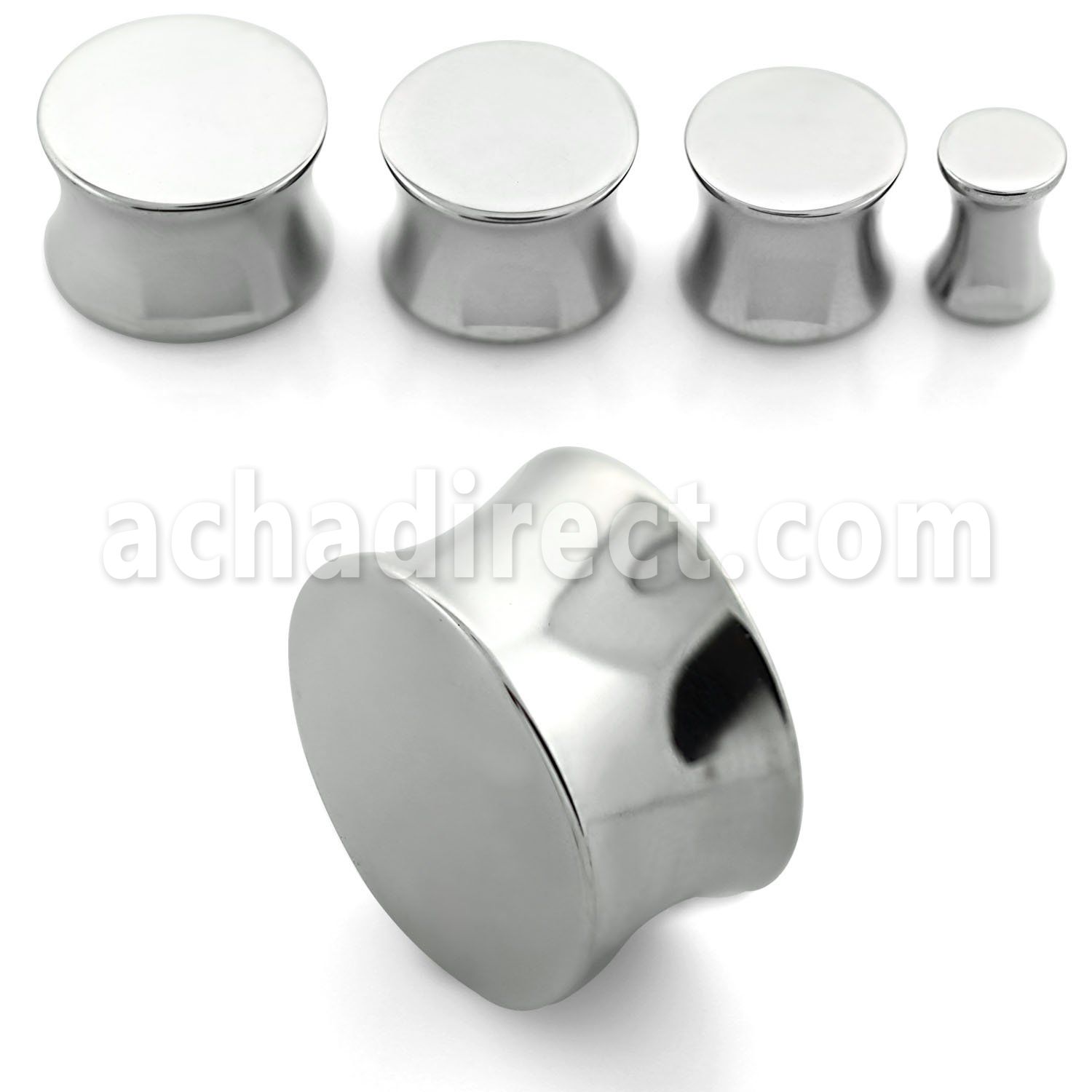 fspg high polished surgical steel double flared solid plug