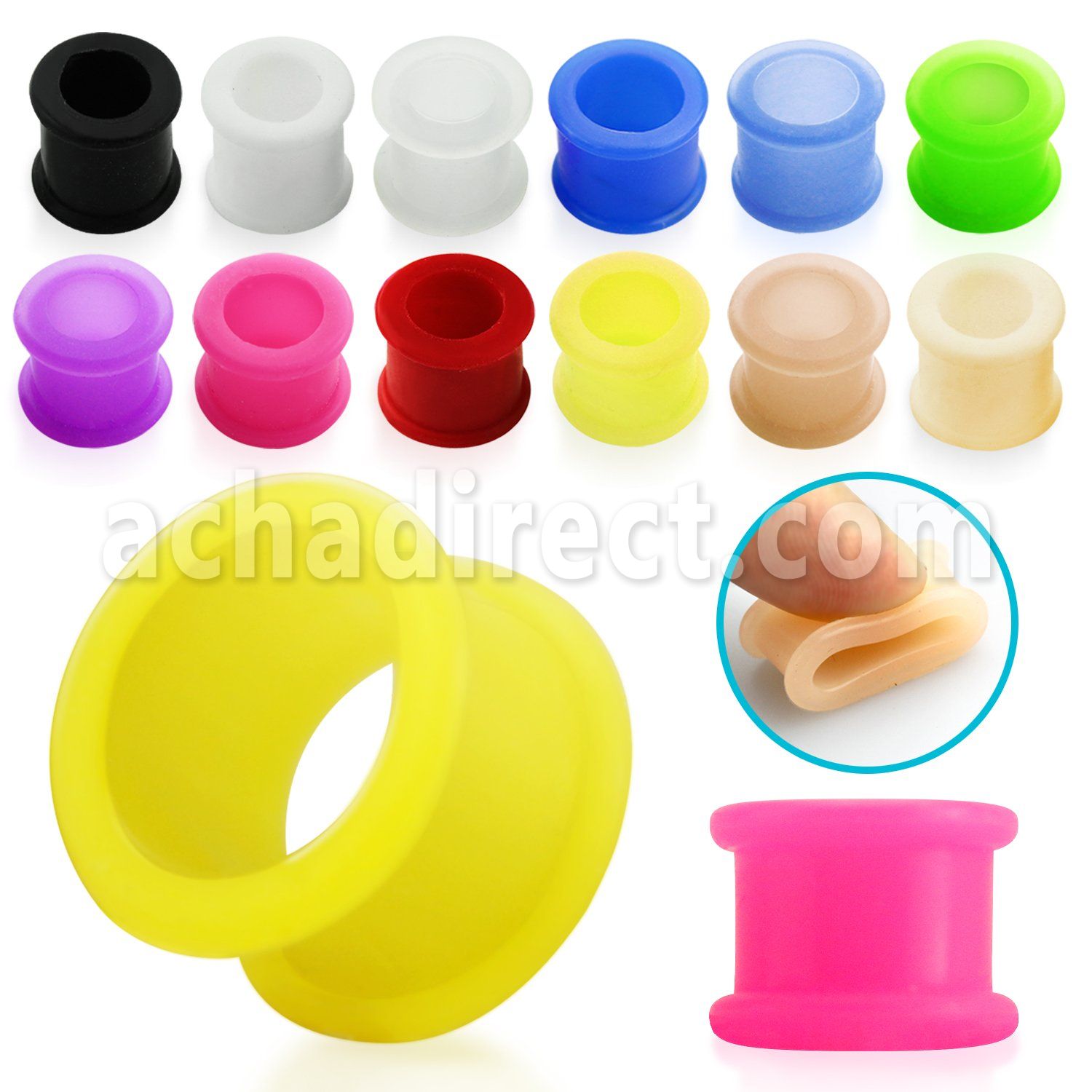 ftsi silicone double flared flesh tunnel size 4 25mm