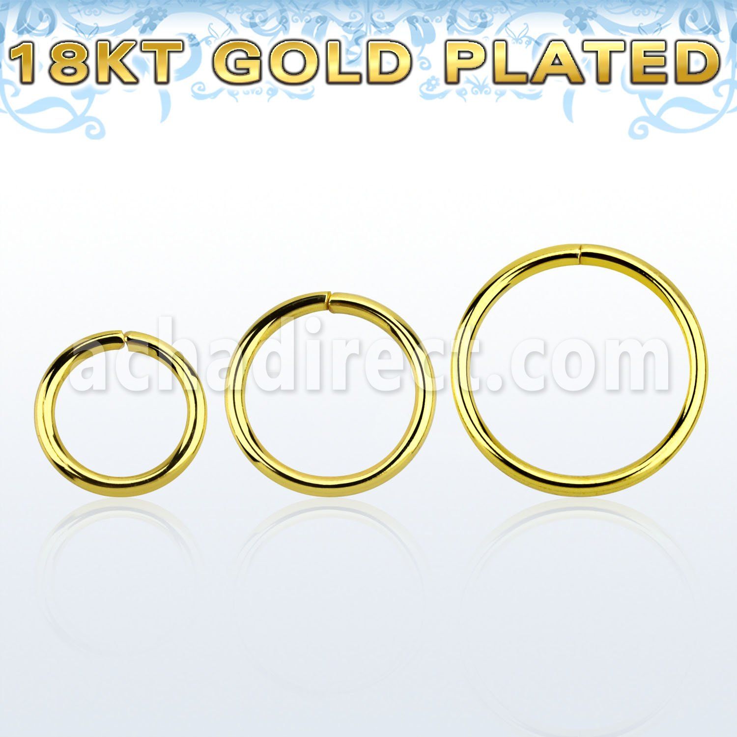gpsel18 gold plated silver seamless ring 1mm w diameter 8 12mm