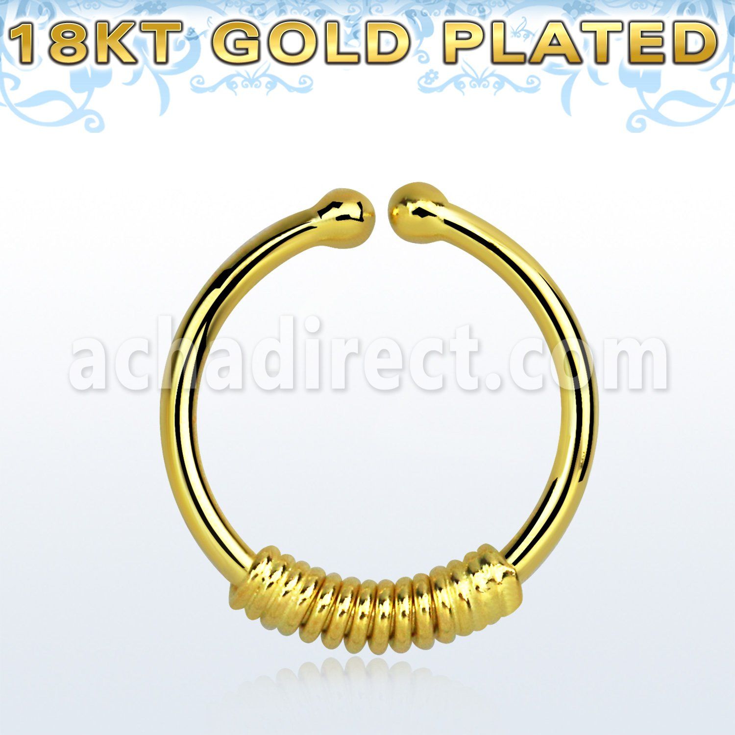 gpsep12k gold plated silver fake septum ring w a wire wrapped