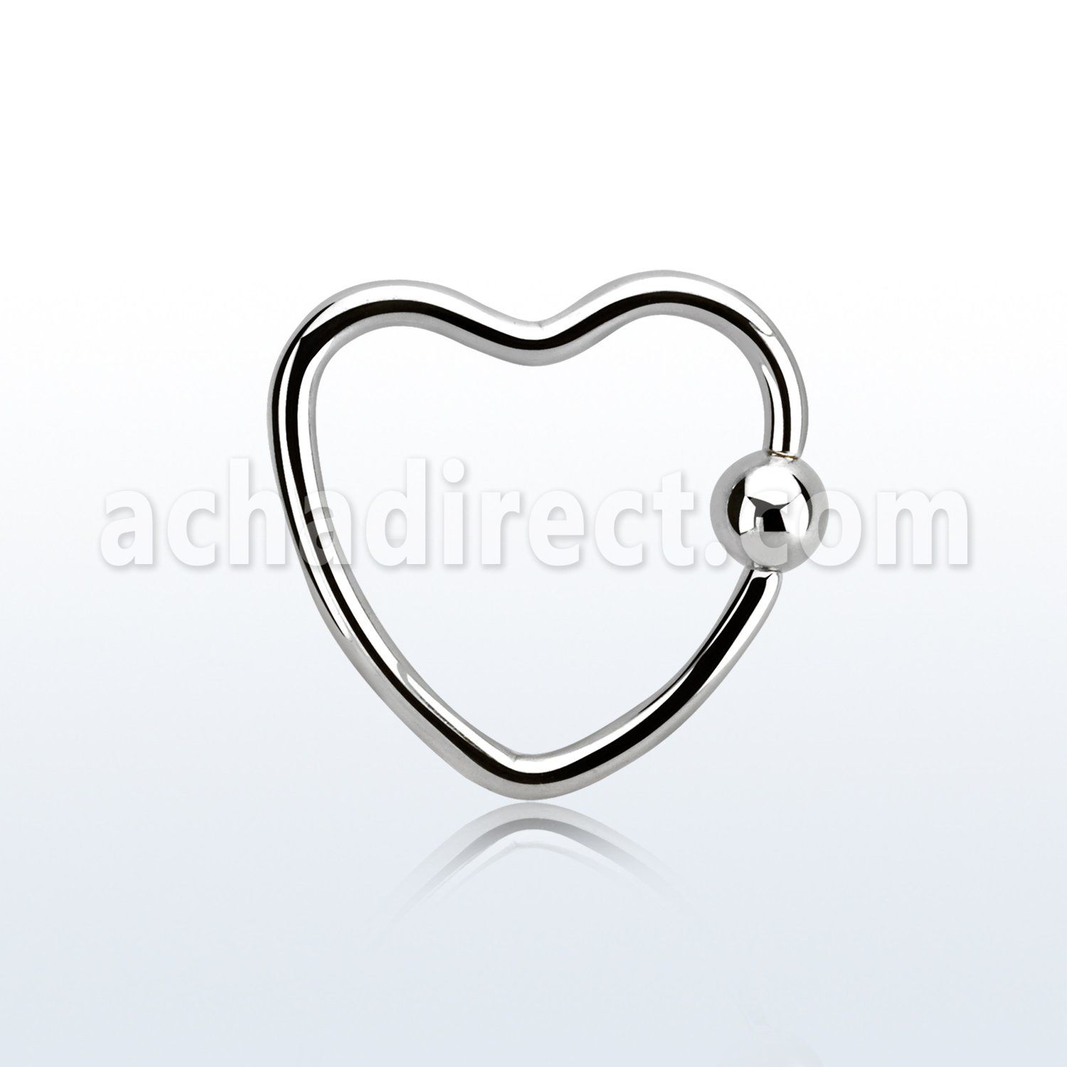 hcr16 316l steel heart shaped ball closure ring w 3mm ball