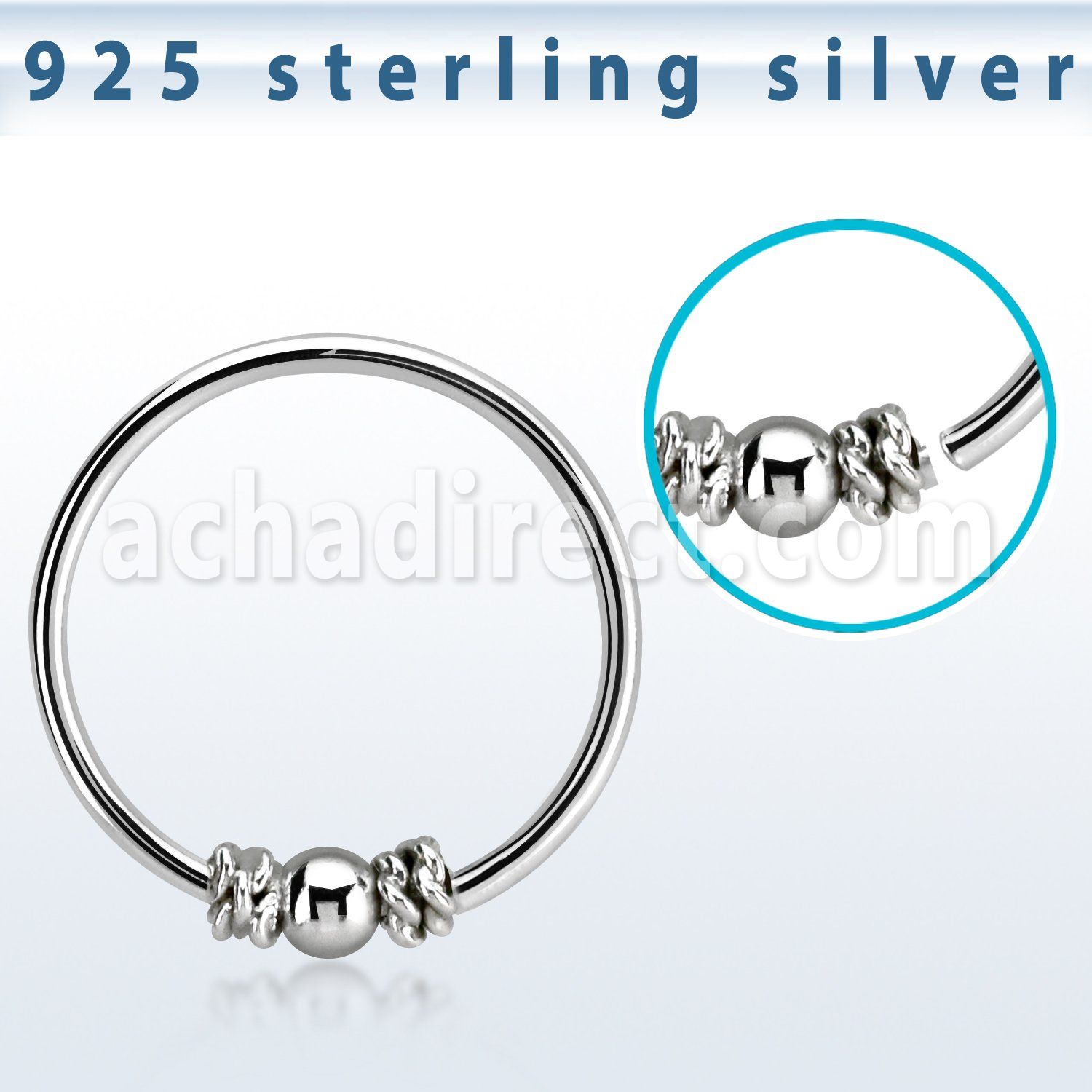 hr11 silver seamless nose hoop w bali wire design w ball