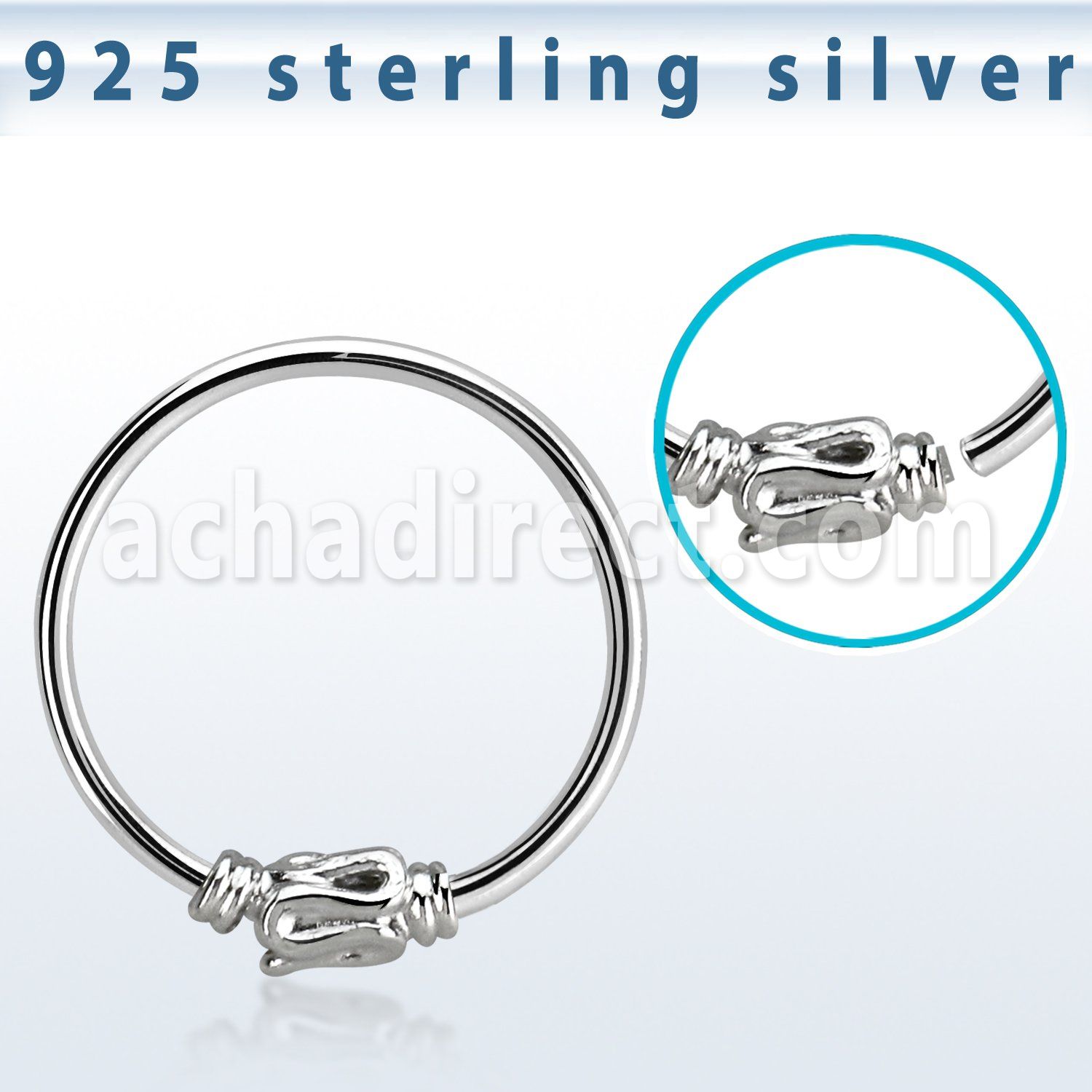 hr15 silver seamless nose hoop w balinese wire design