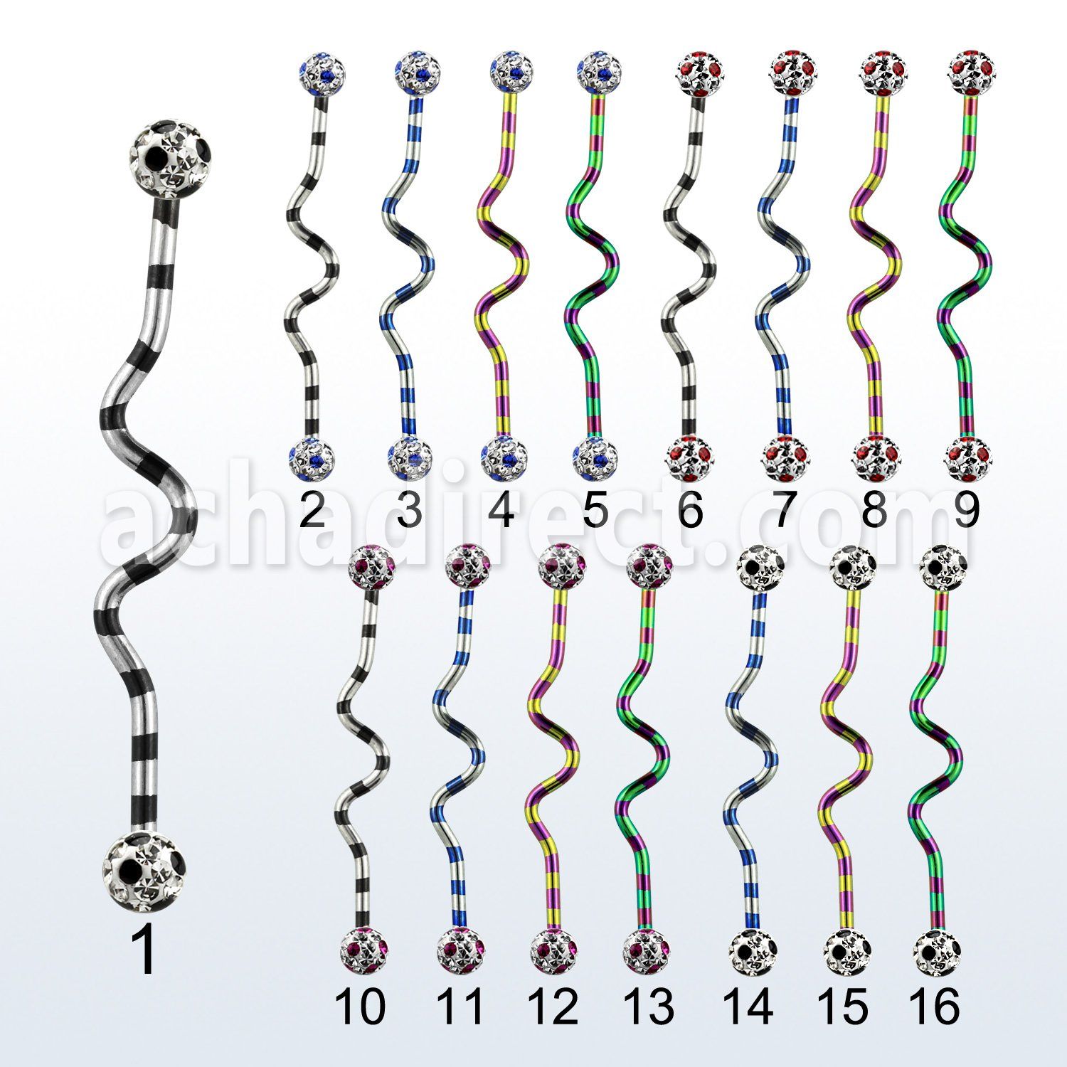 idatfr5a pvd 316l steel industrial zigzag barbell w dotted balls