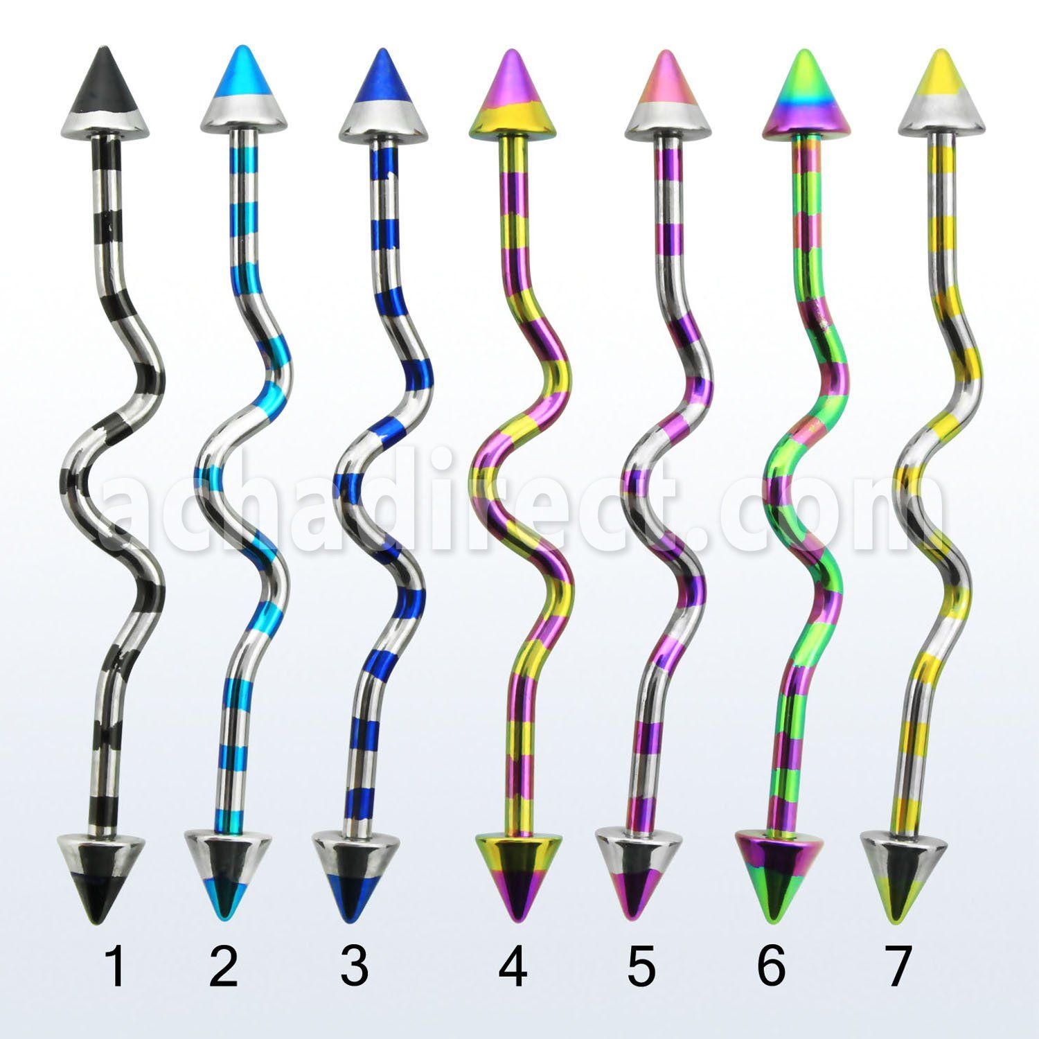 idatn14 pvd 316l steel industrial zig zag barbell with cones