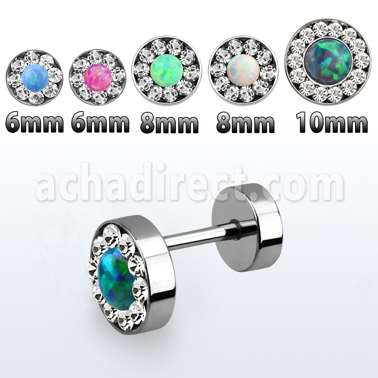 ifrdco steel fake plug w crystal studded rim synthetic opal