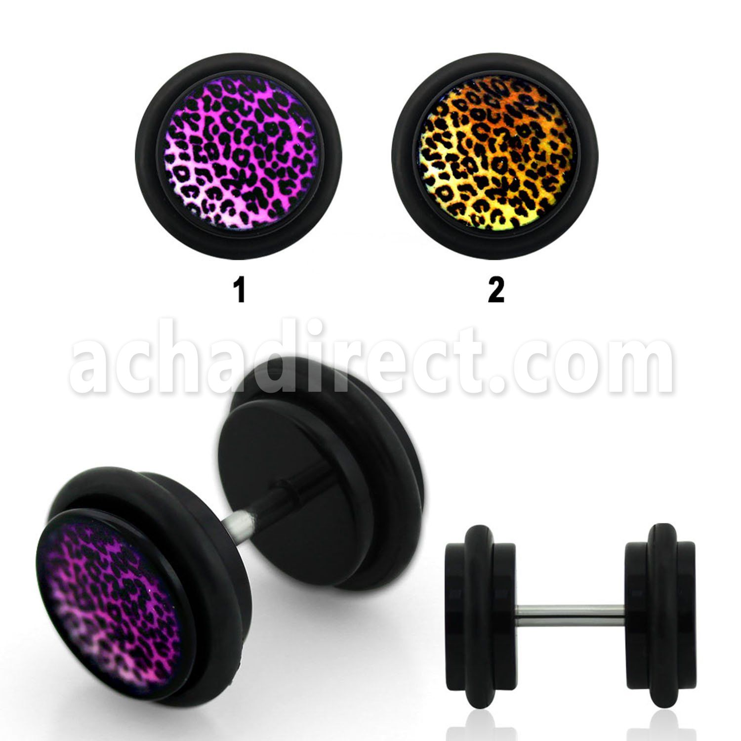 ilagr10 acrylic fake plug with leopard fur logo o rings
