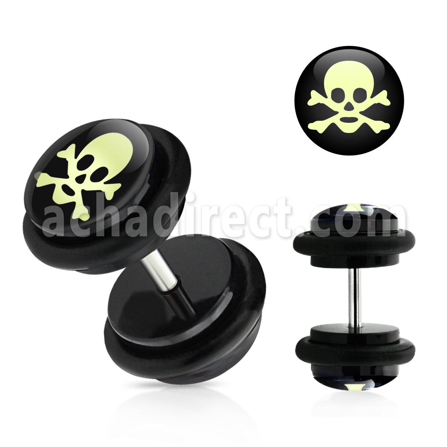 ilvgr16 acrylic fake plug with white skull bones w o rings
