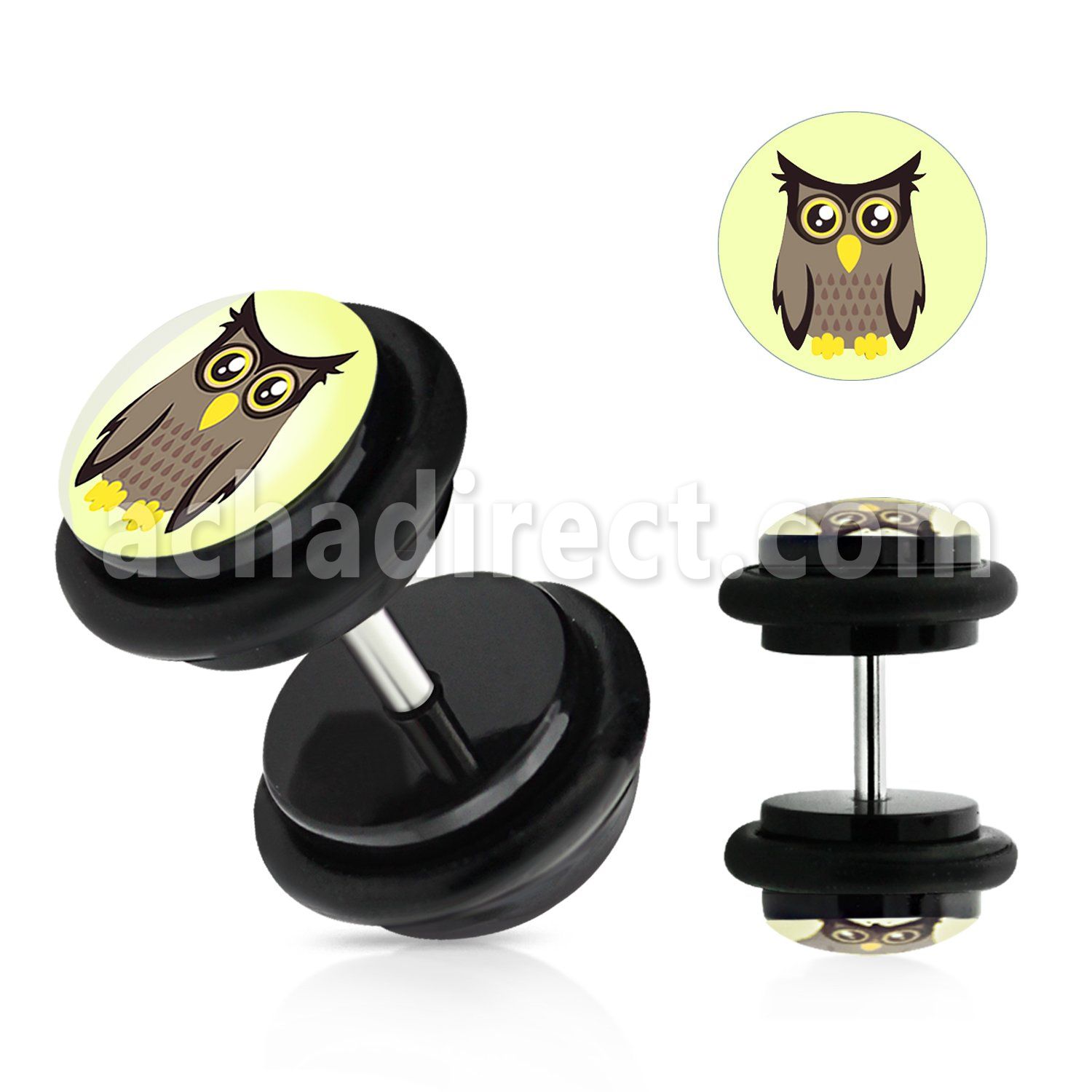 ilvgr63 acrylic fake plug with owl on white logo with o rings