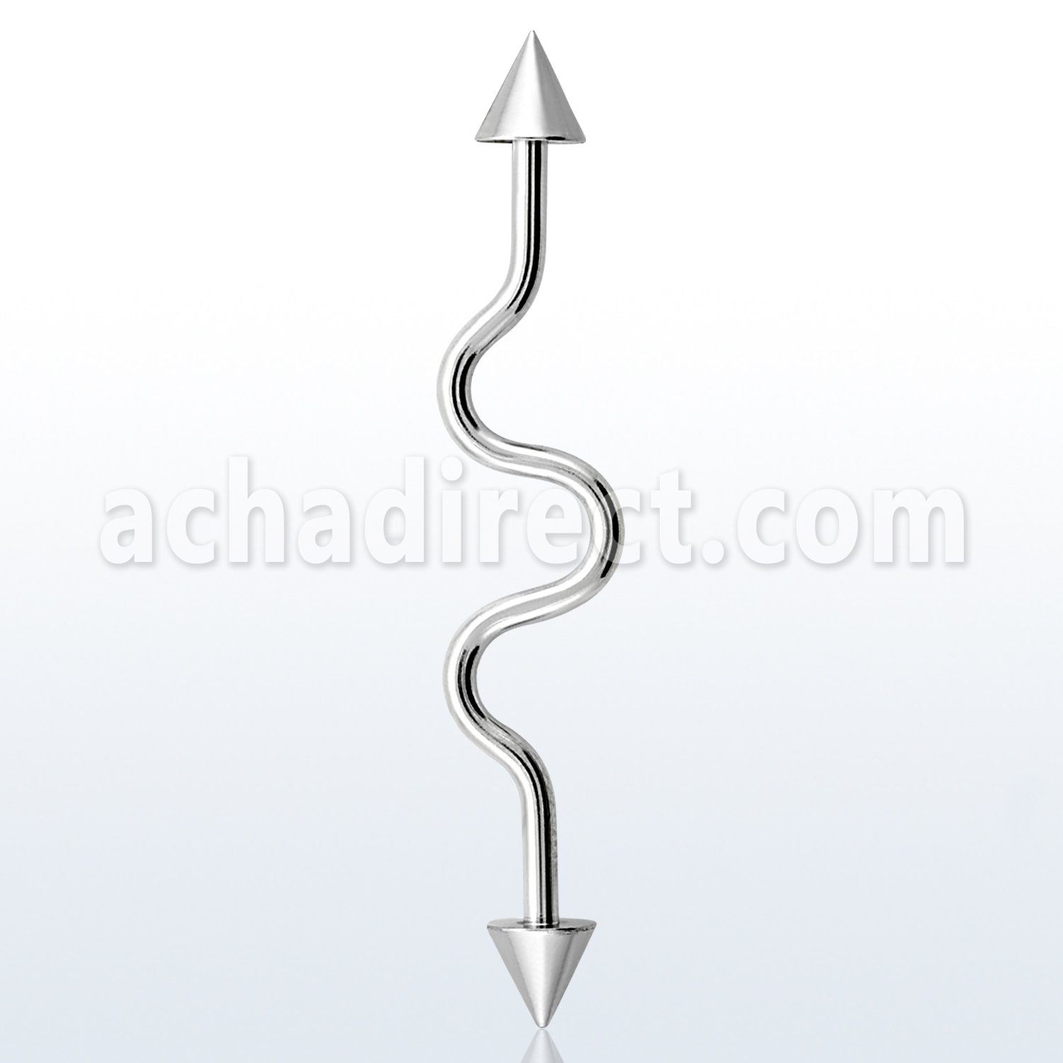 inacn5 316l steel industrial zigzag barbell 14g w 5mm cones