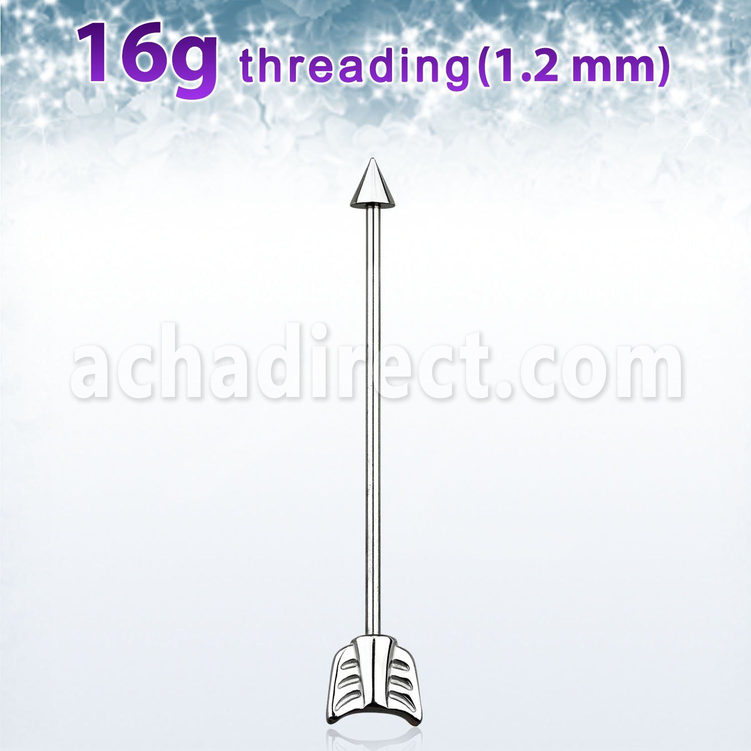 indsaw 316l steel industrial barbell w cone casted arrow end