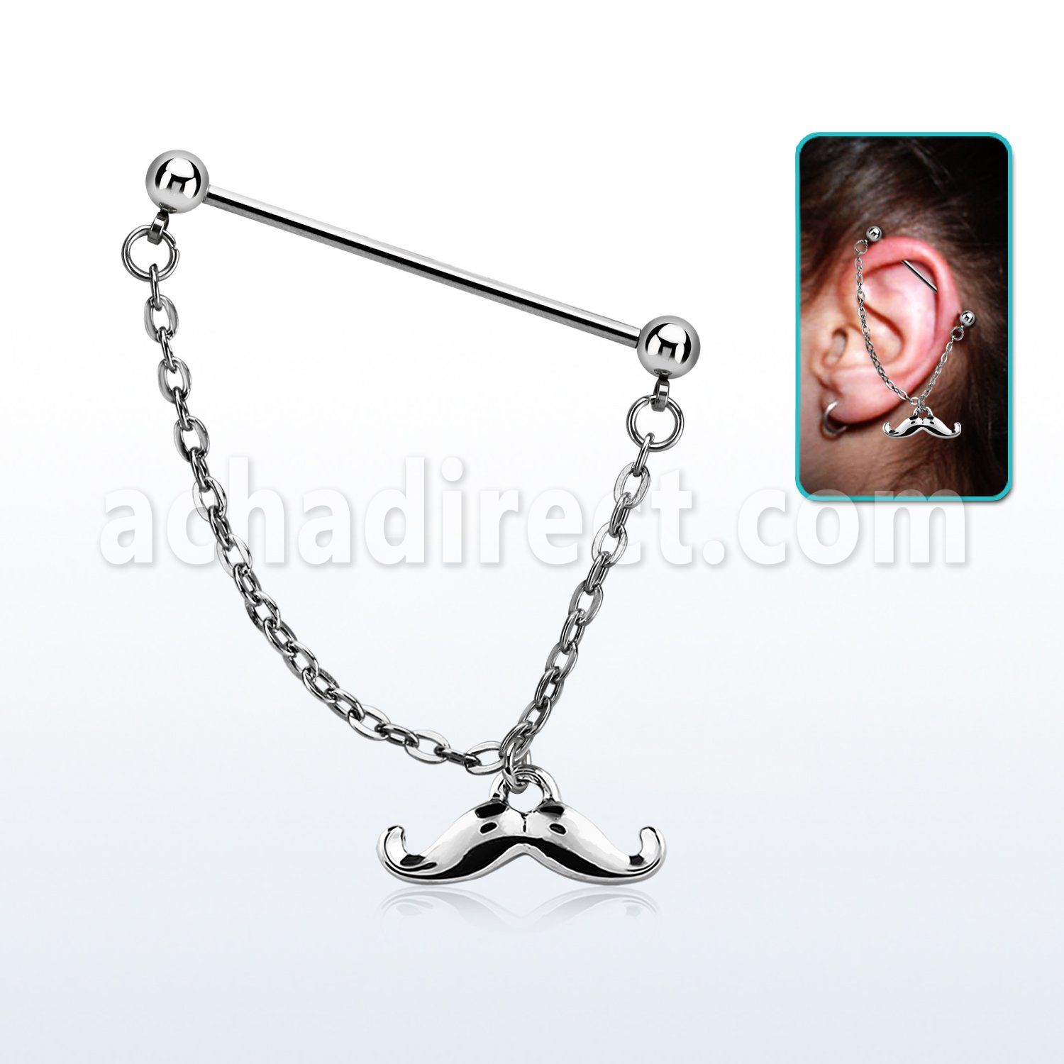 indsd6 steel industrial barbell w dangling happy mustache