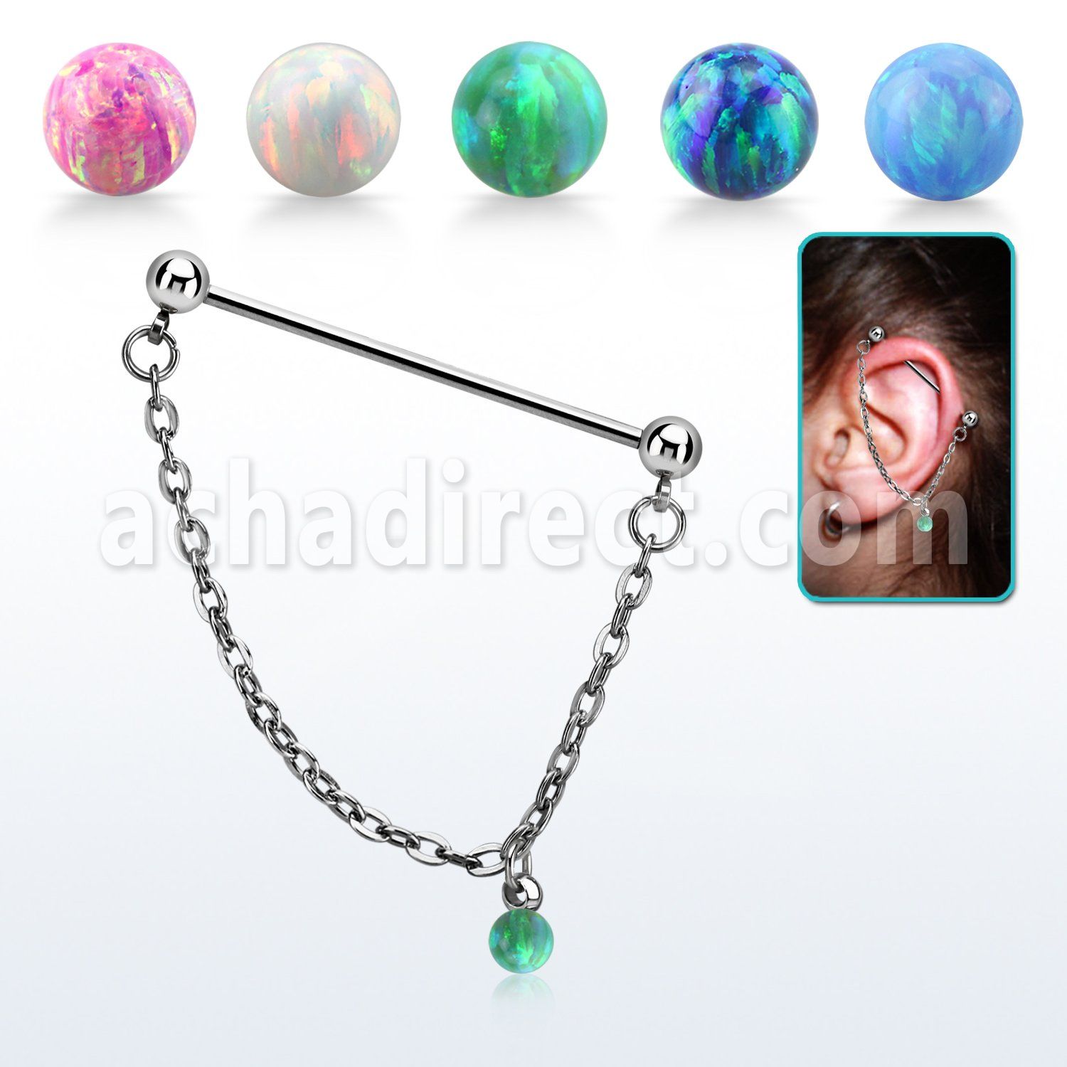 indsdo1 steel industrial barbell w dangling synthetic opal ball