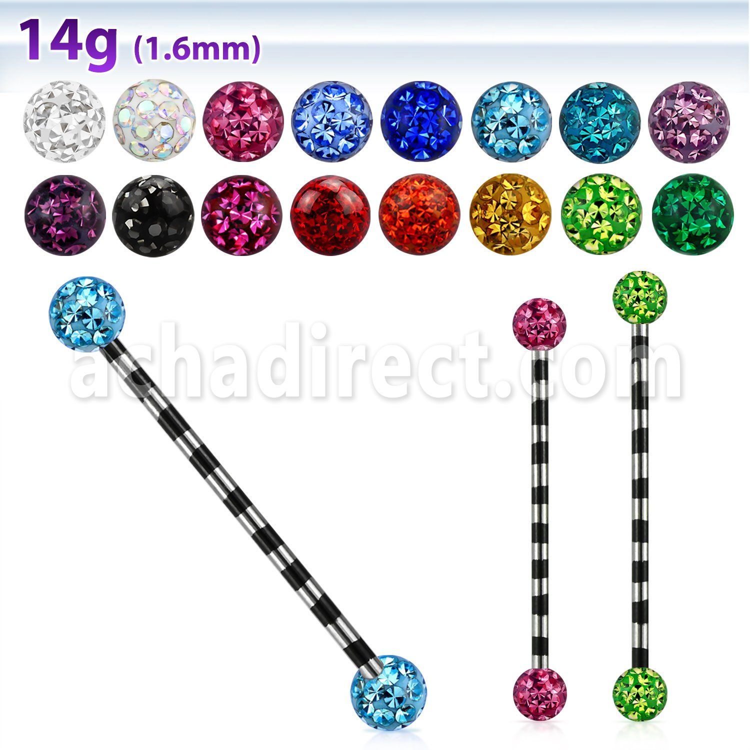 intrf5 zebra striped pvd industrial barbell with ferido balls
