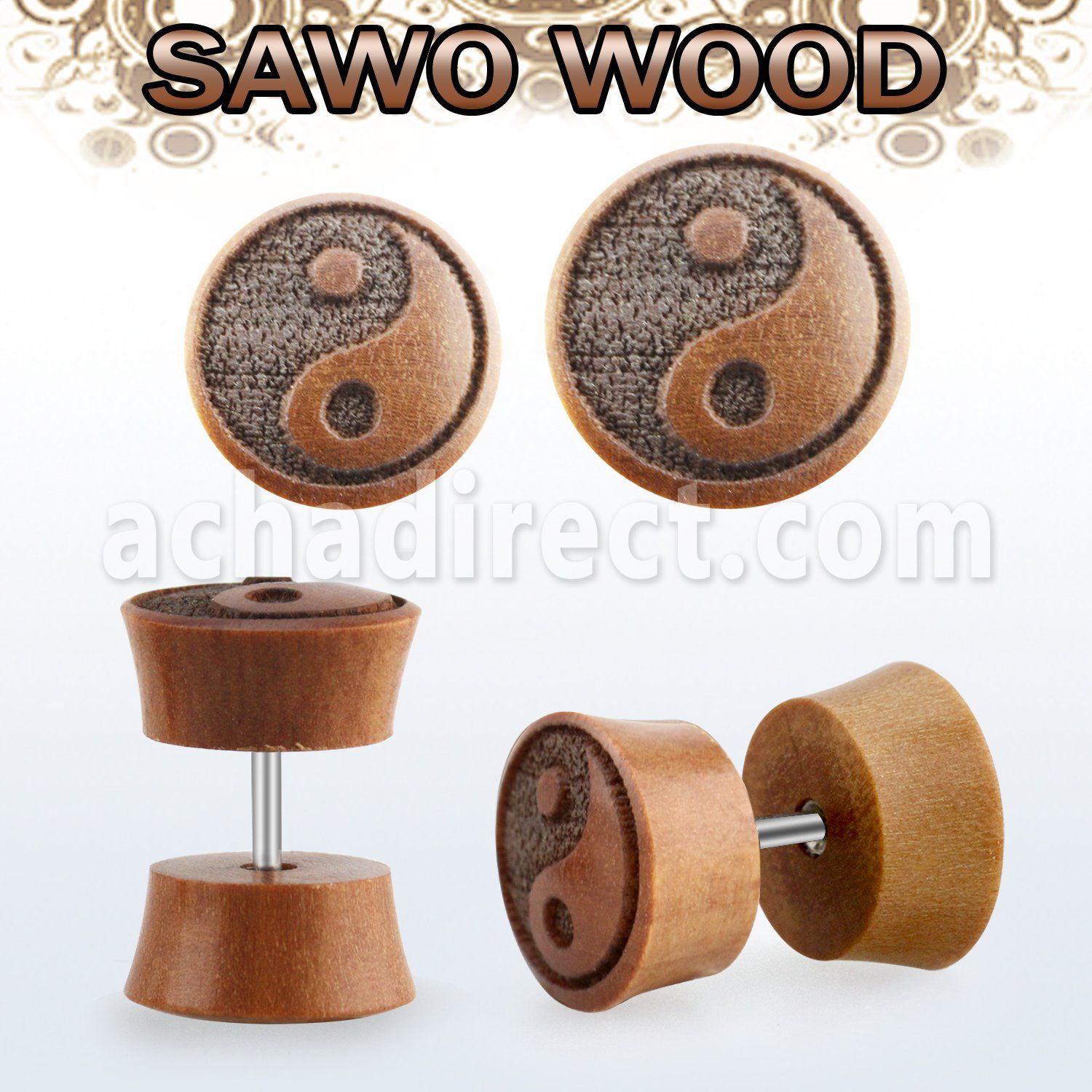 iplswa sawo wood fake plug wlaser edged yin yang logo