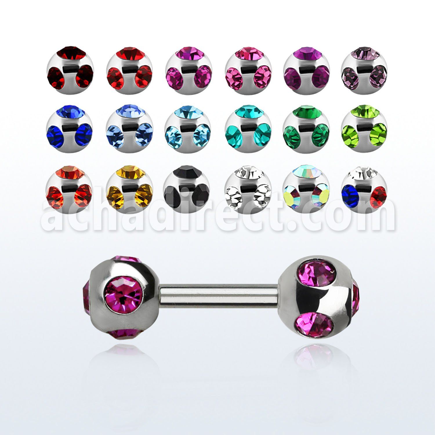 ipmjb4 316l steel fake plug w two 4mm multi jewel ball