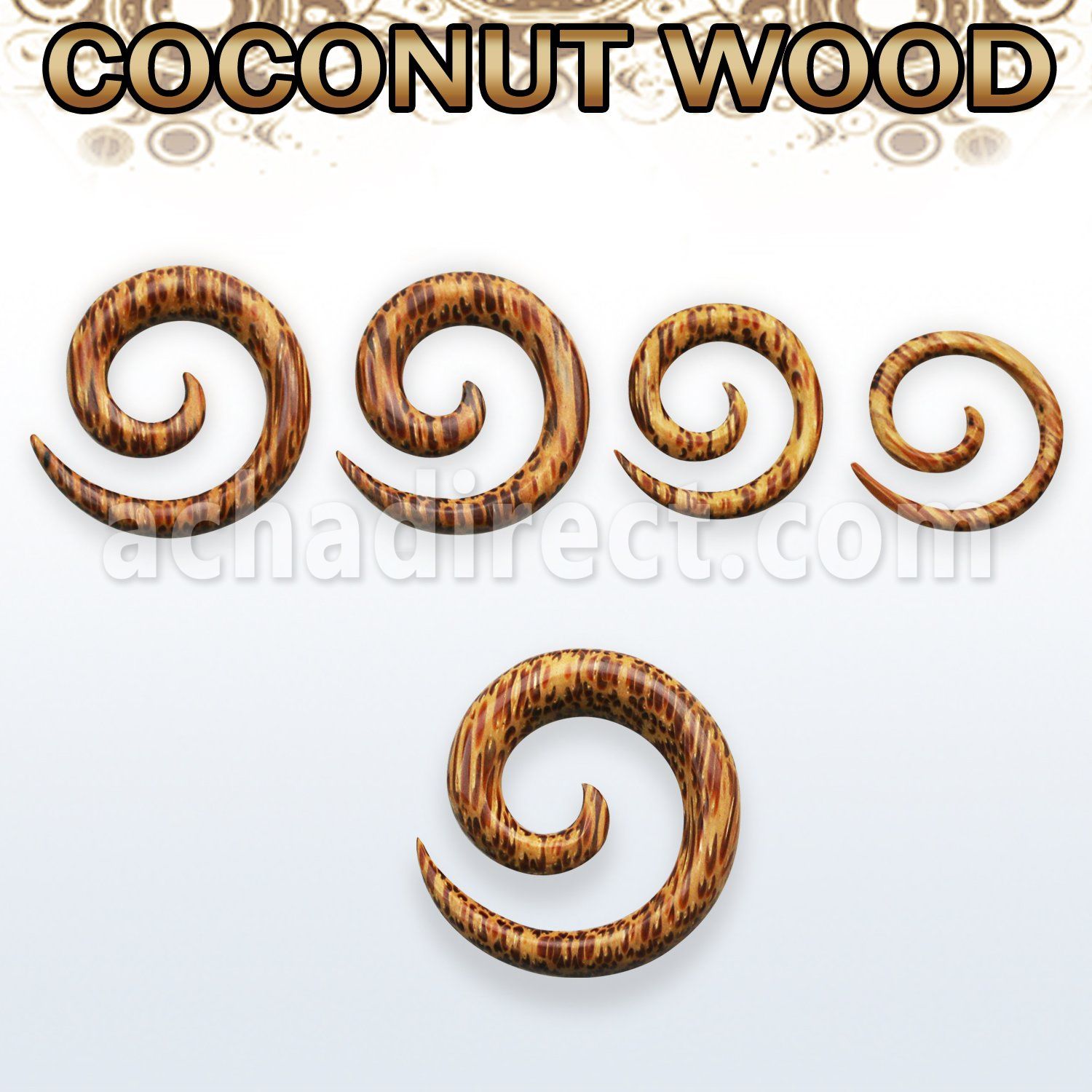iptco coconut wood spiral coil taper
