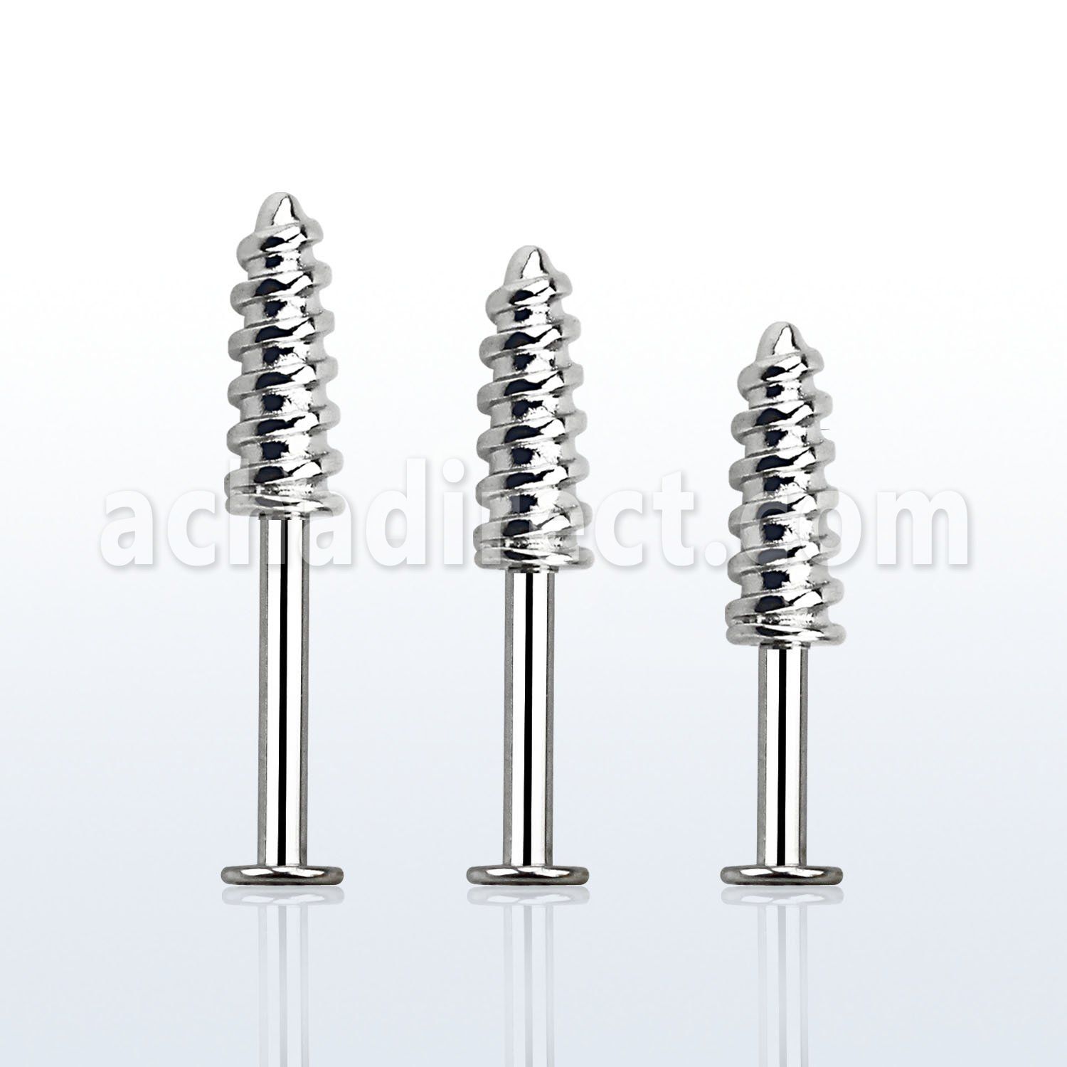 lbescw 316l steel labret with a screw threading tip upper part