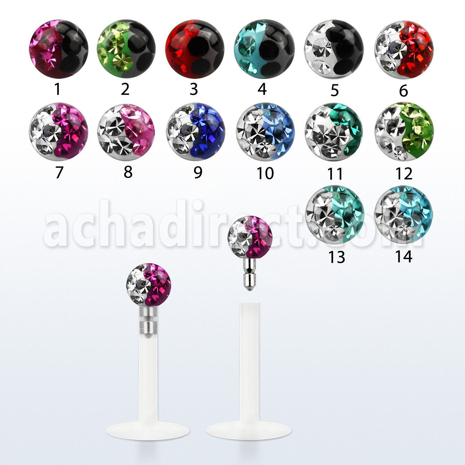 lbifr3e 16g bio flexible labret with 3mm 2 color ferido ball
