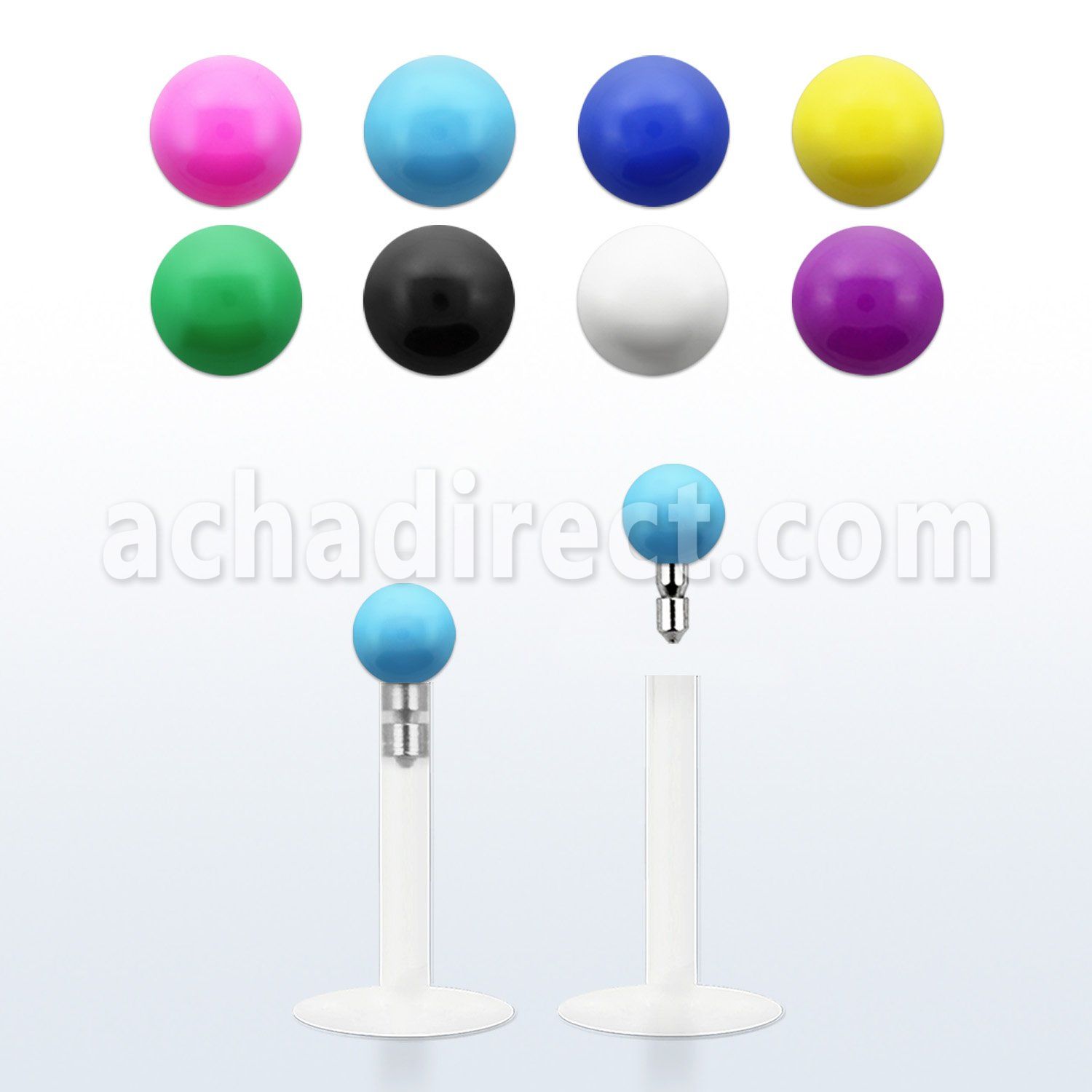 lbisab25 clear bio flexible labret with 2 5mm color acrylic ball
