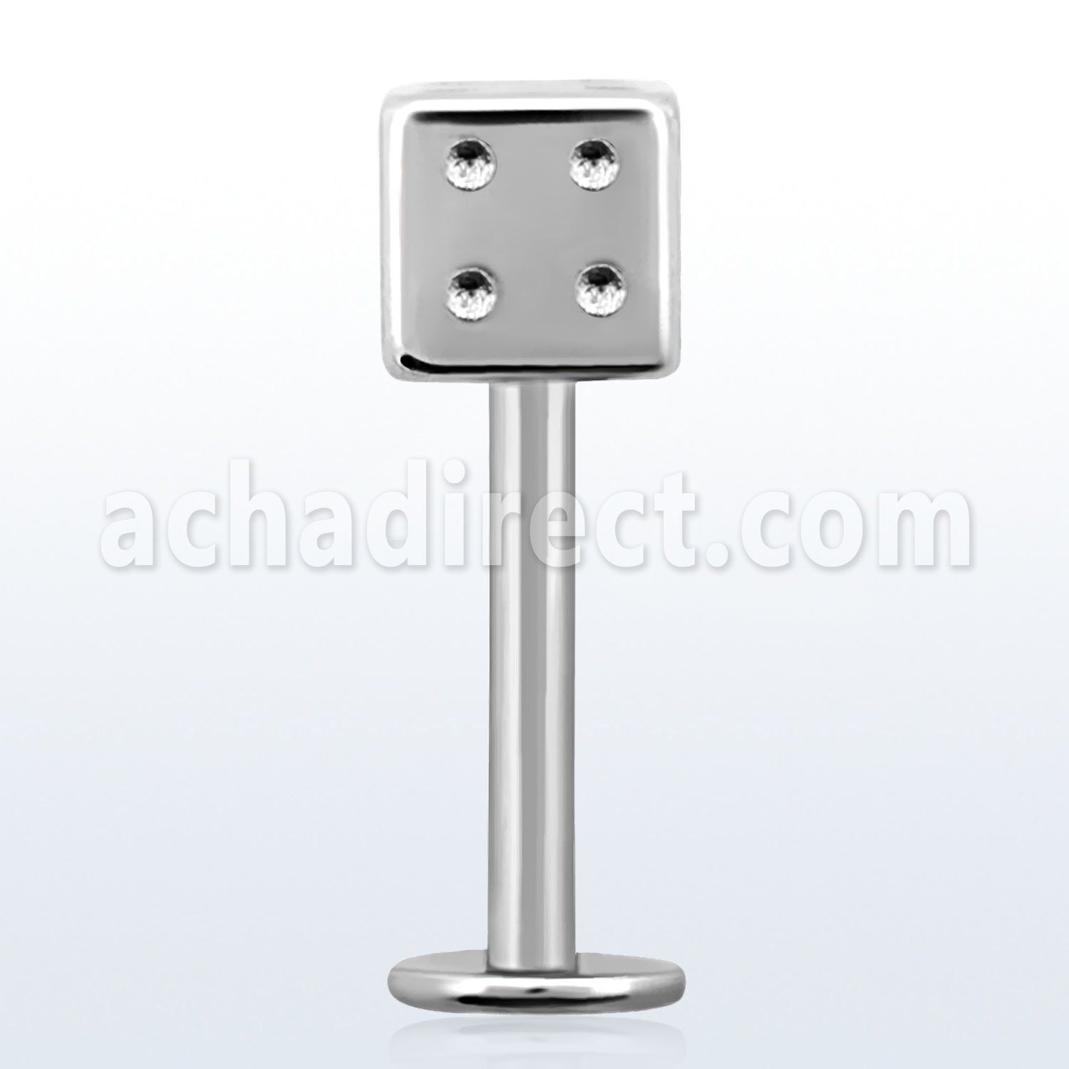 lbsdi4s surgical steel labret with a 4mm dice length 6 12mm