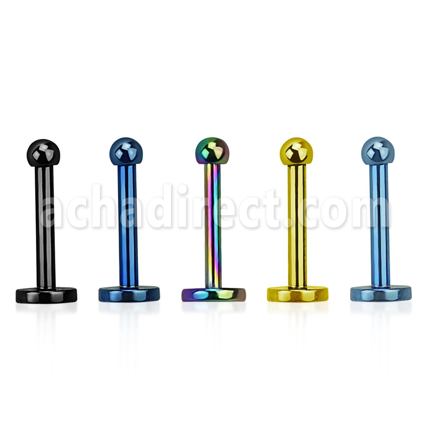 lbtb2 anodized surgical steel labret with a 2mm ball