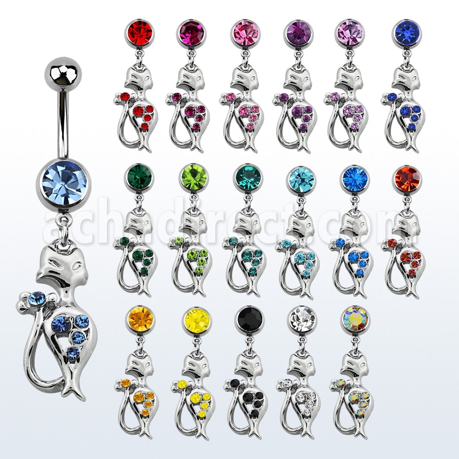 mcd475 316l steel belly banana with crystal lady cat