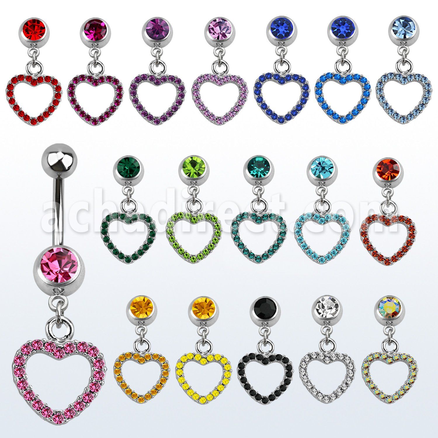 mcd497 belly banana w a dangling crystal studded heart