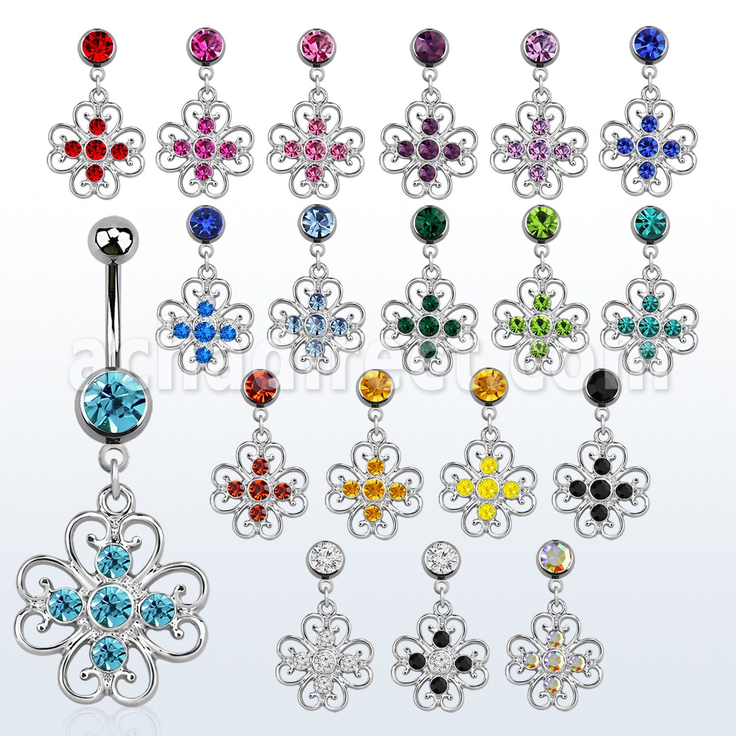 mcd500 316l steel belly banana w dangling crystal wire flower