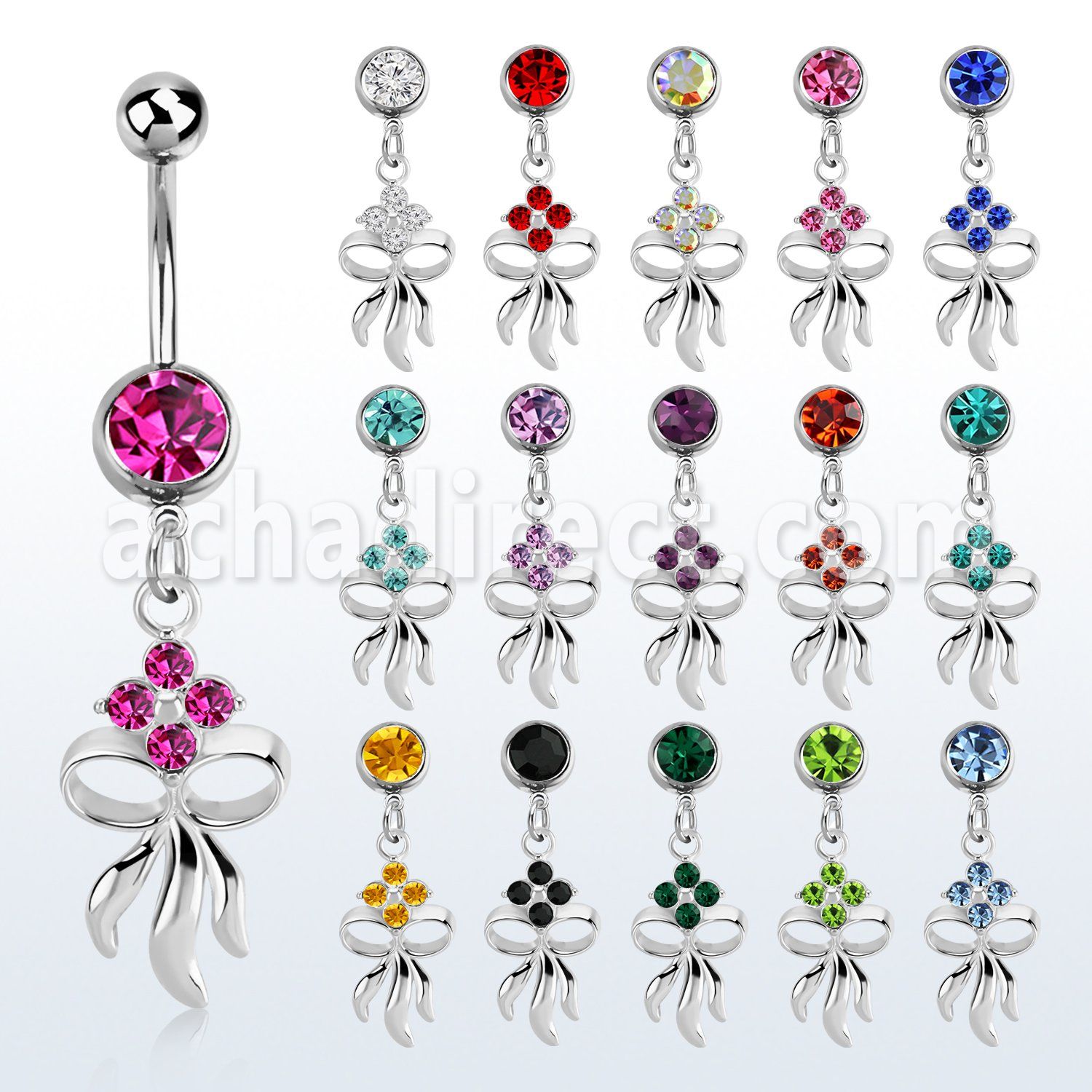 mcd508 316l steel belly banana w jewel ball dangling flower