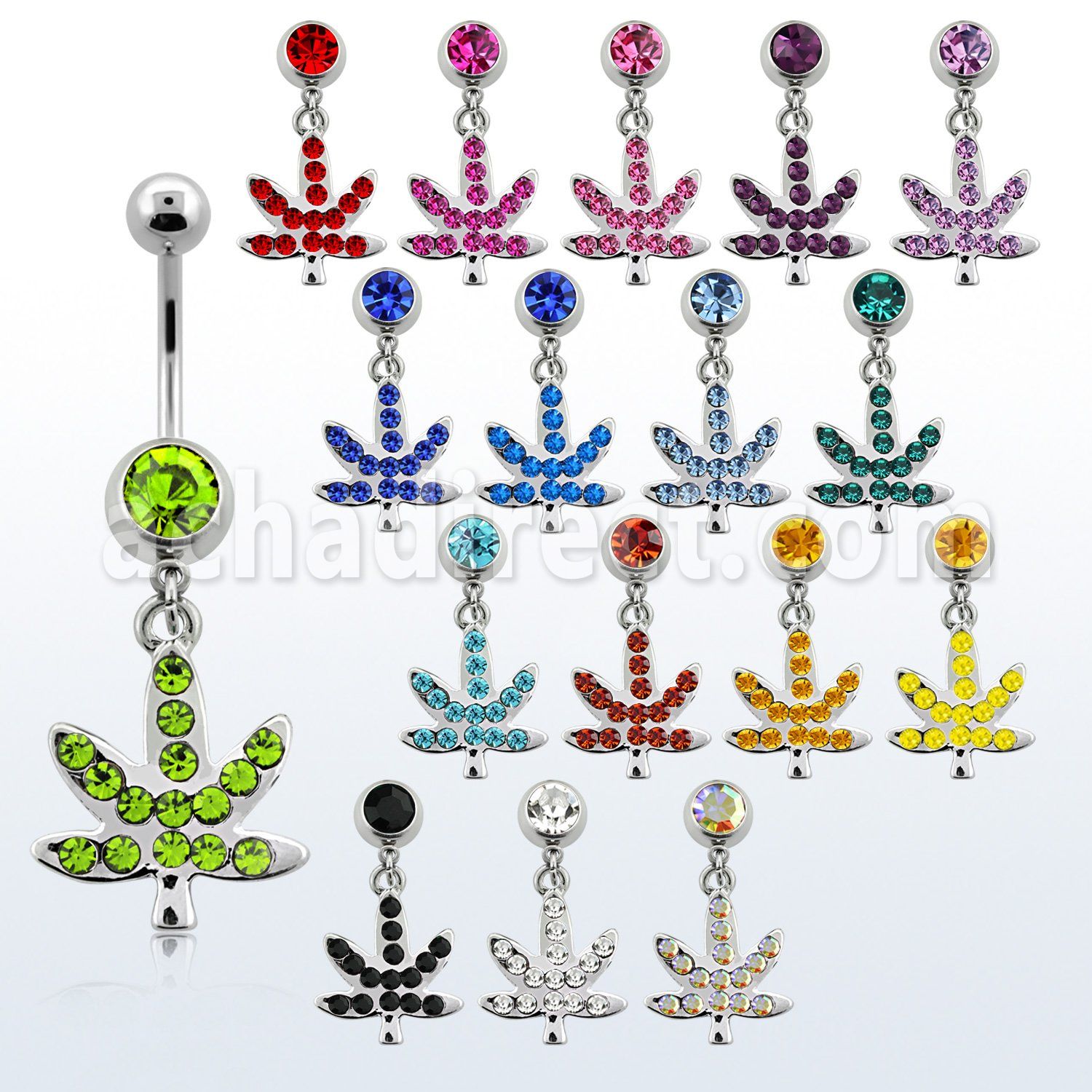 mcd577 316l steel belly banana with crystal marijuana