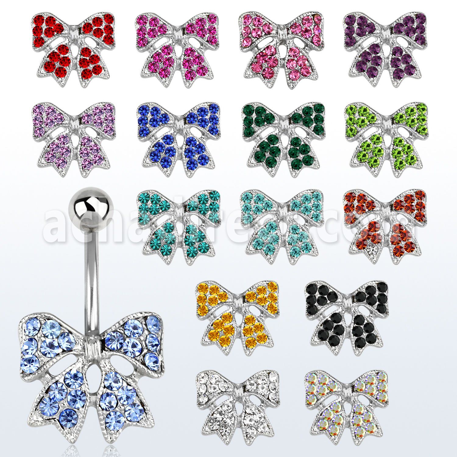 mcd595 belly banana w a lower multi crystal studded ribbon