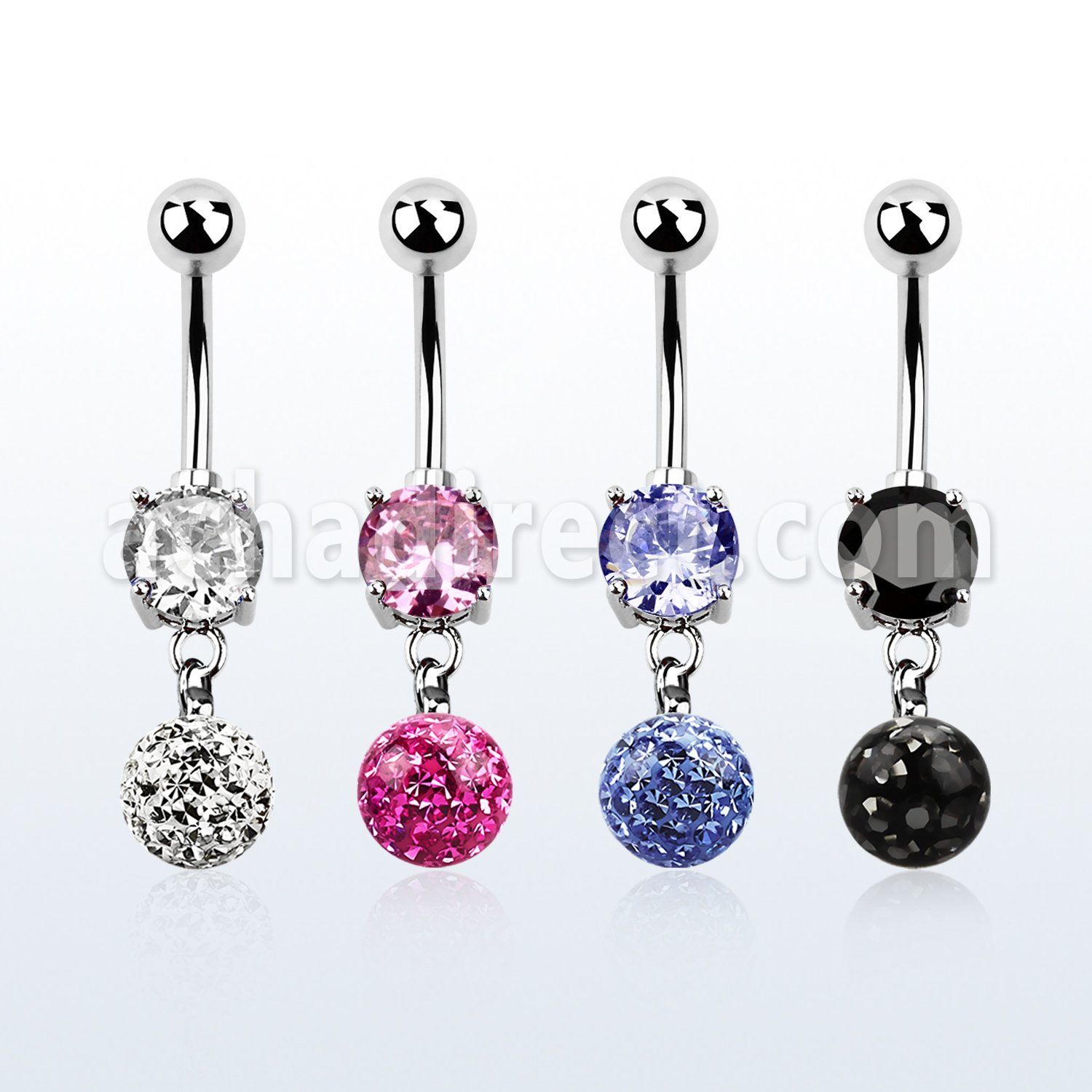 mcd625 316l steel belly banana w prong cz ferido ball