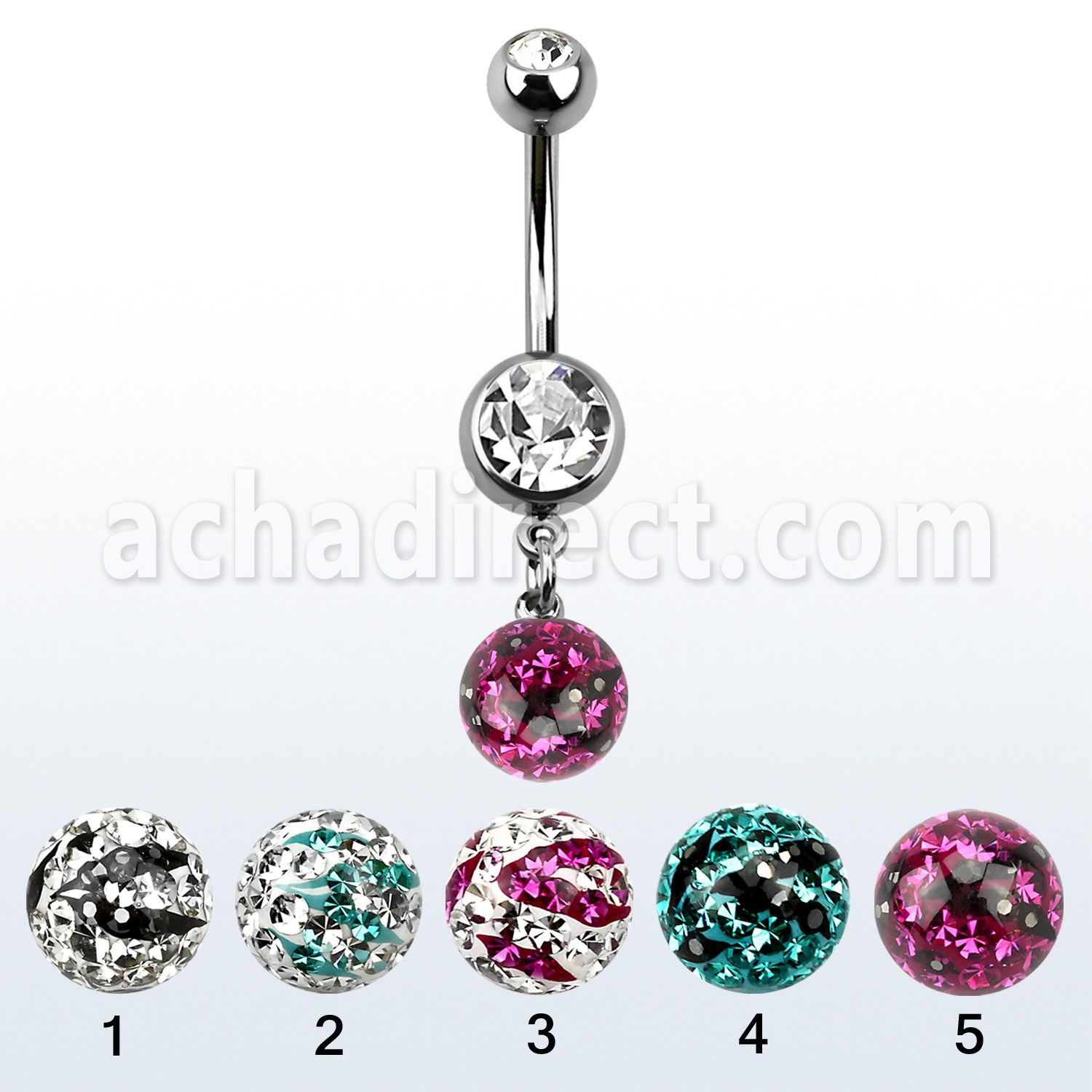 mcd626xc double jewel belly banana w a zebra multi crystal ball