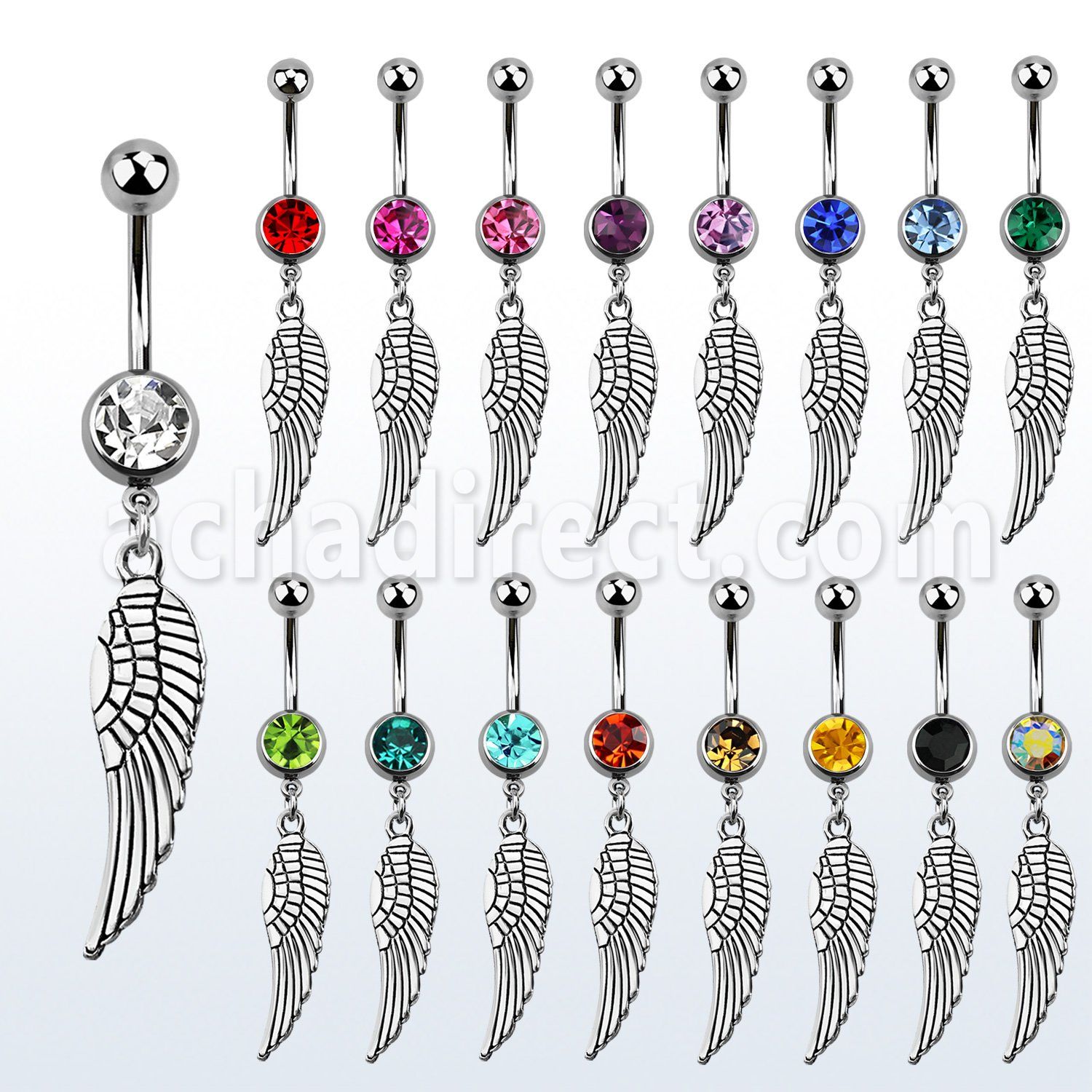 mcd653 316l steel belly banana w dangling plain bird wing